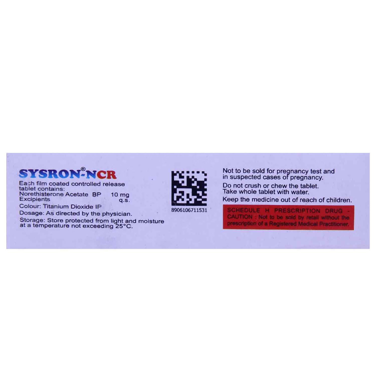 Sysron-NCR Tablet 10's, Pack of 10 TABLETS Sysron-NCR Tablet 10's, Pack of 10 TABLETS
