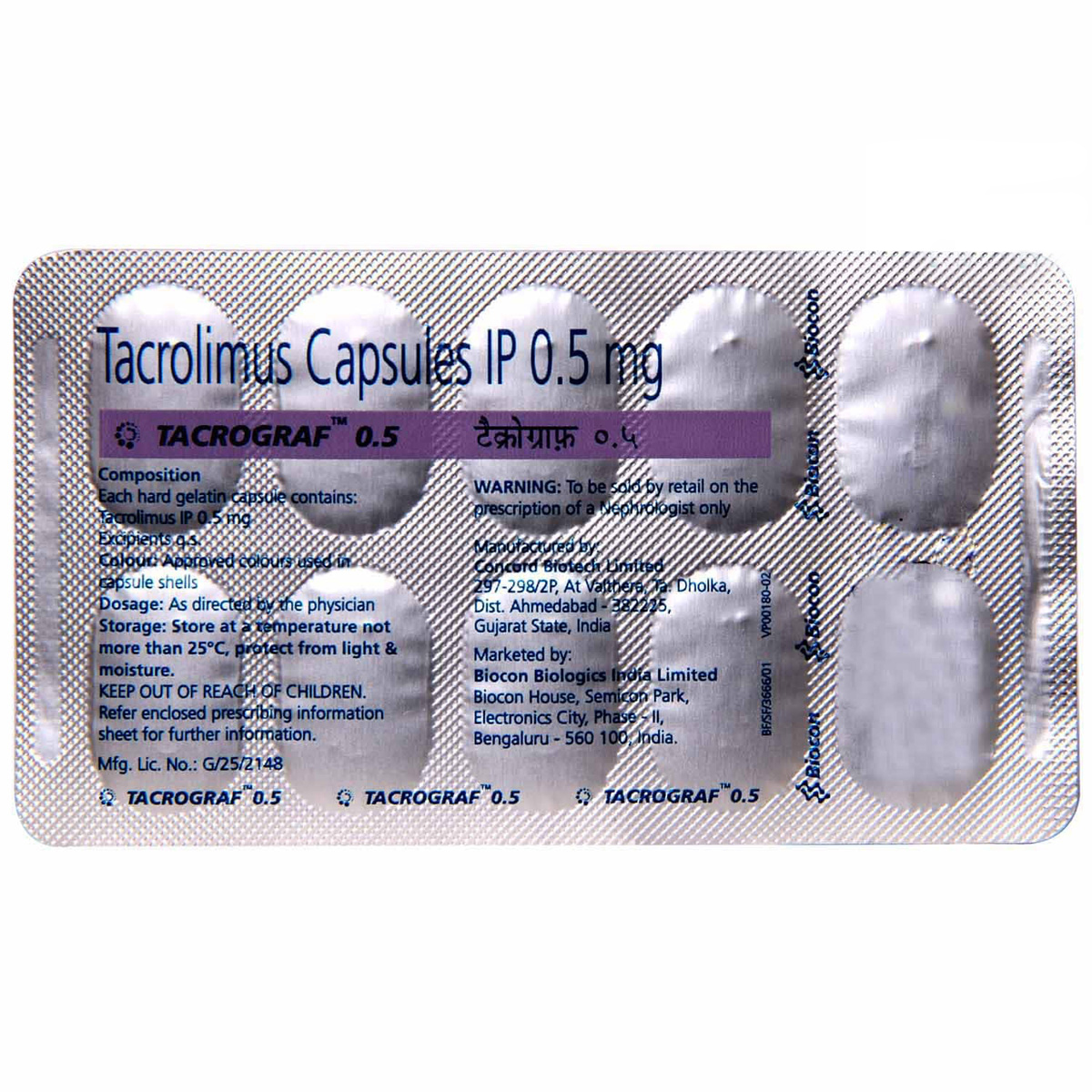 Tacrograf 0.5 Capsule 10's, Pack of 10 CAPSULES Tacrograf 0.5 Capsule 10's, Pack of 10 CAPSULES