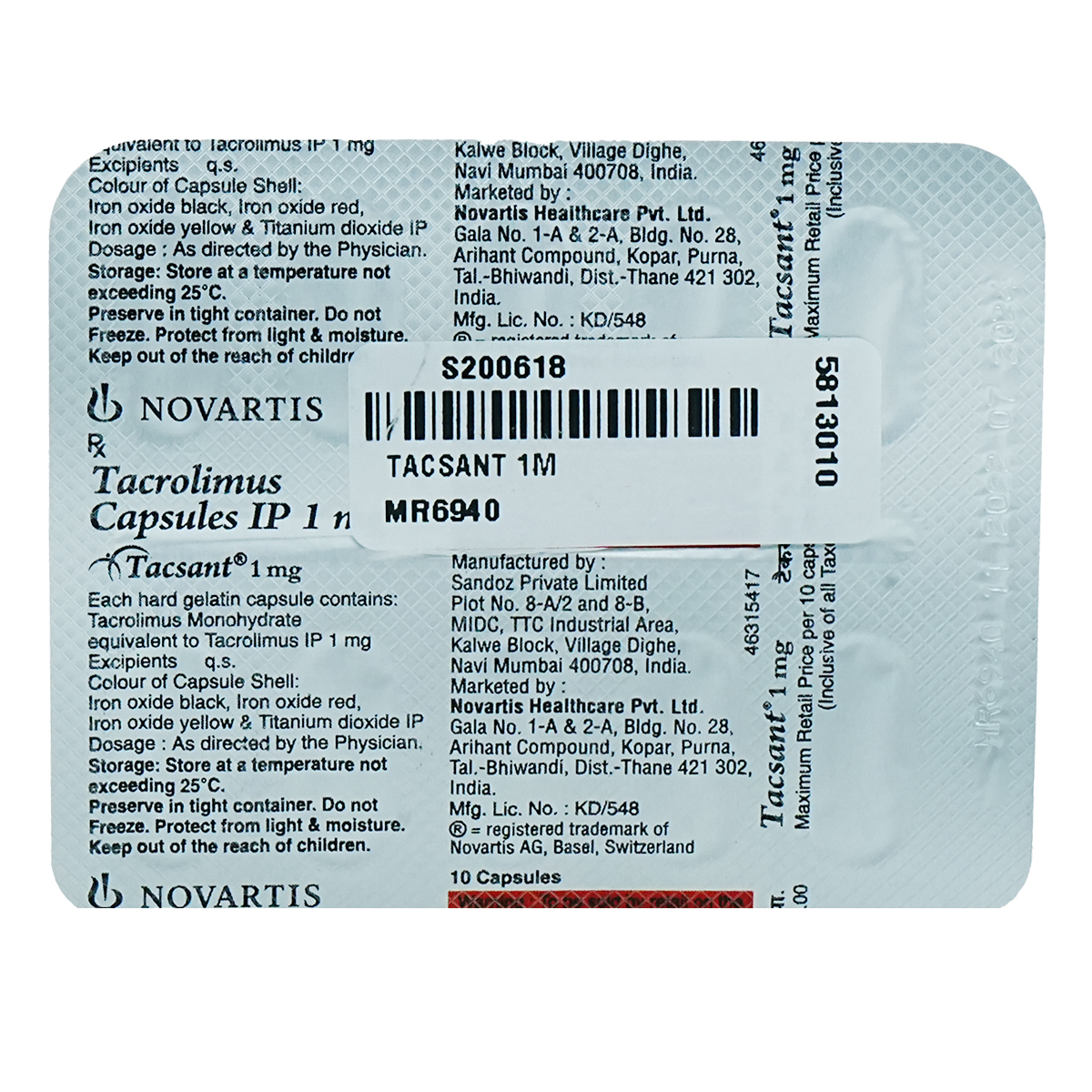 Tacsant 1 mg Capsule 10's, Pack of 10 CAPSULES Tacsant 1 mg Capsule 10's, Pack of 10 CAPSULES