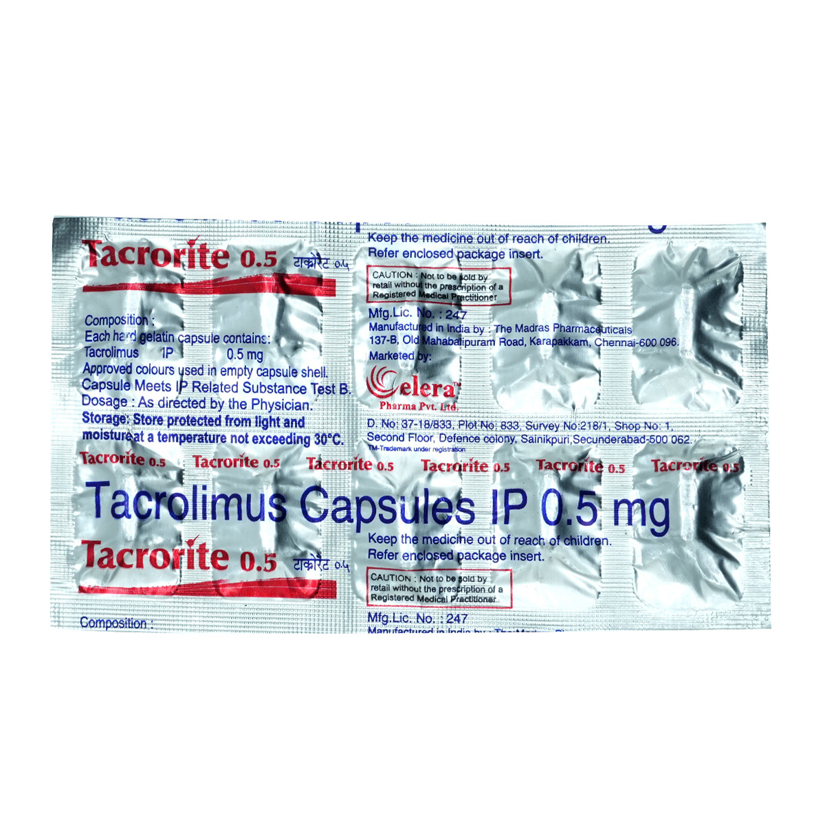 Tacrorite 0.5 mg Capsule 10's, Pack of 10 CapsuleS Tacrorite 0.5 mg Capsule 10's, Pack of 10 CapsuleS