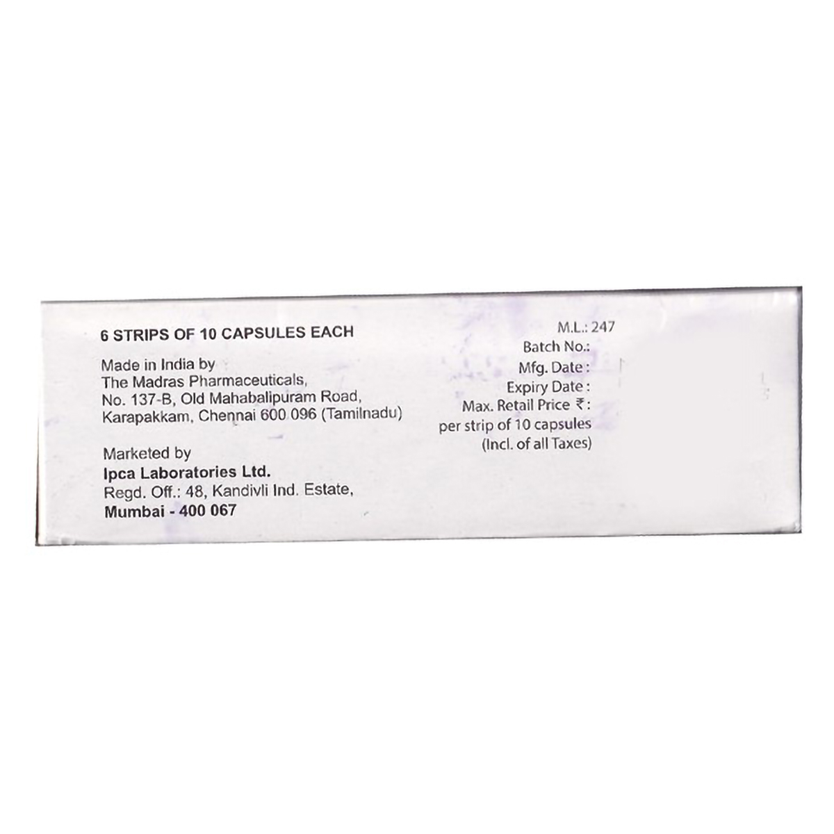 Tacva-1 Capsule 10's, Pack of 10 CAPSULES Tacva-1 Capsule 10's, Pack of 10 CAPSULES