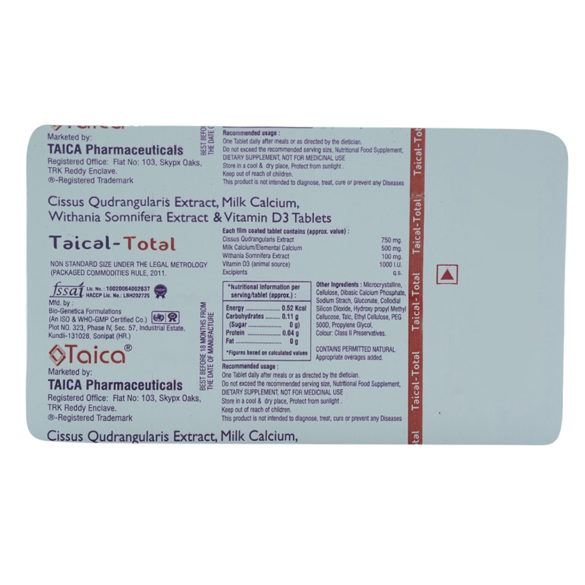 Taical Total Tablet 10's, Pack of 10 TabletS Taical Total Tablet 10's, Pack of 10 TabletS