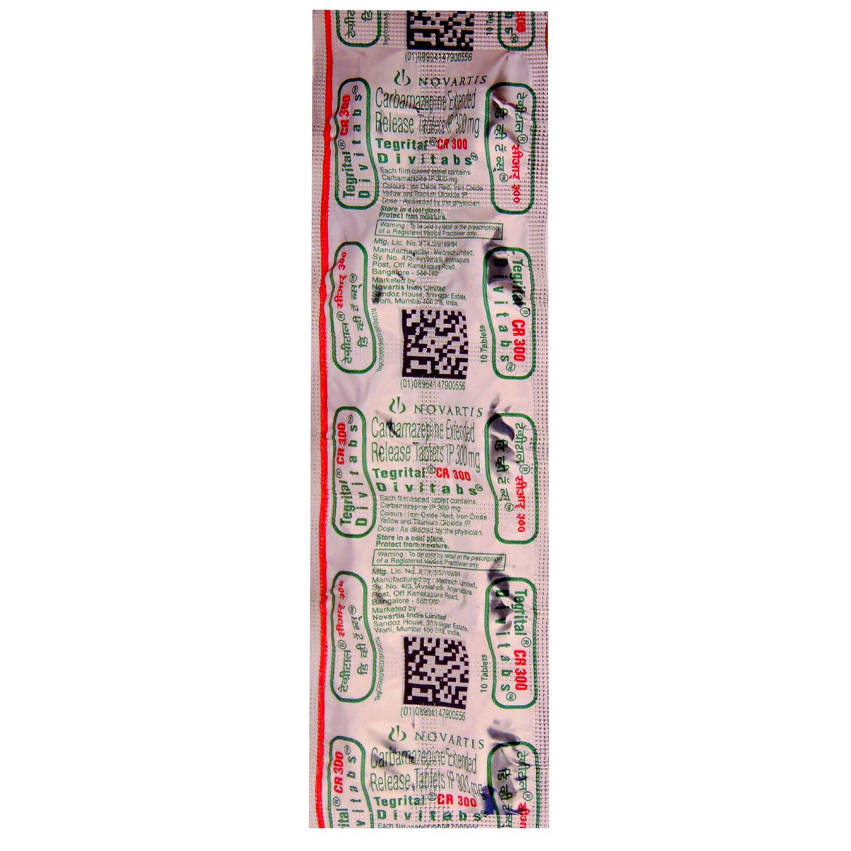 Tegrital CR 300 Divitabs 10's, Pack of 10 TABLETS Tegrital CR 300 Divitabs 10's, Pack of 10 TABLETS