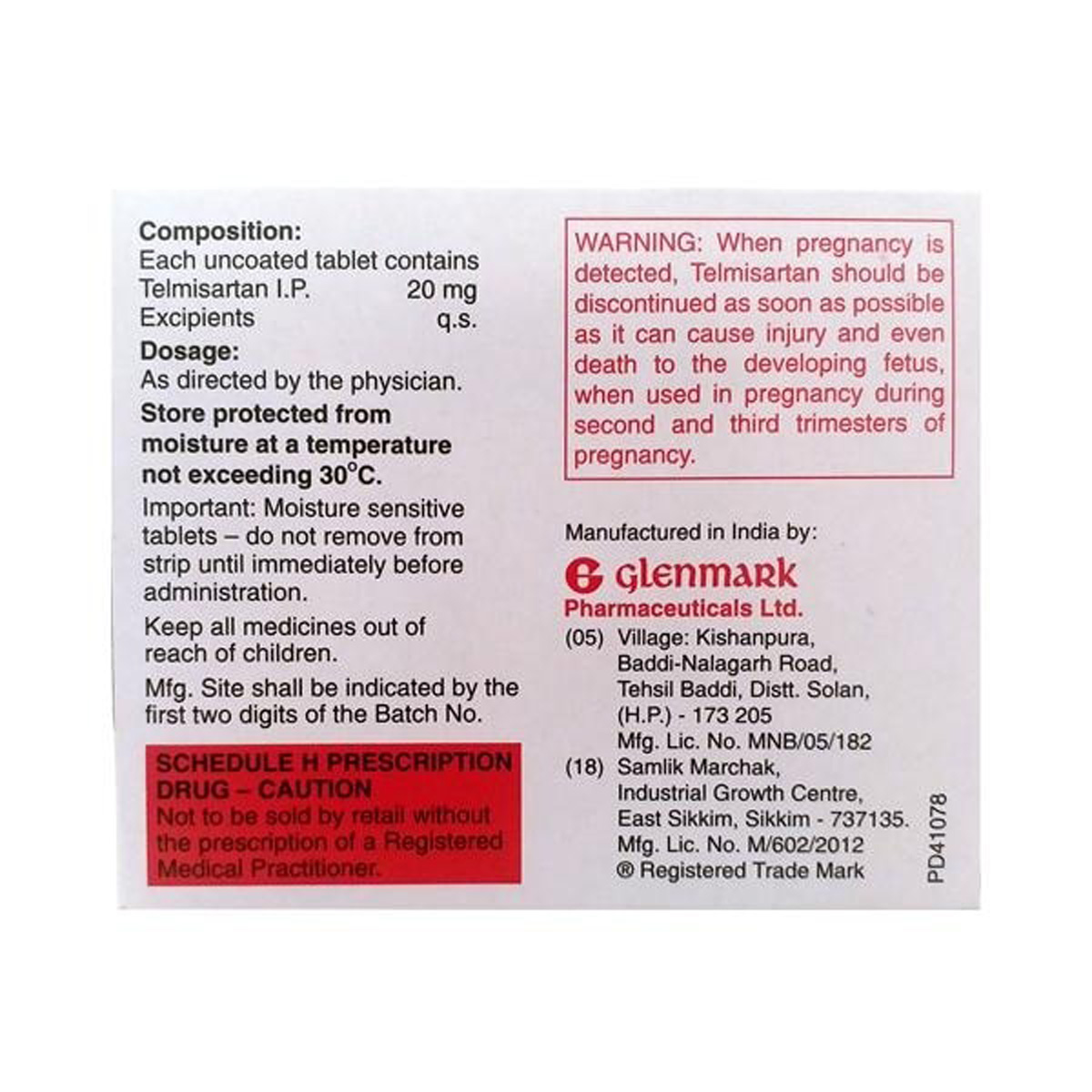 Telma 20 Tablet 30's, Pack of 30 TABLETS Telma 20 Tablet 30's, Pack of 30 TABLETS