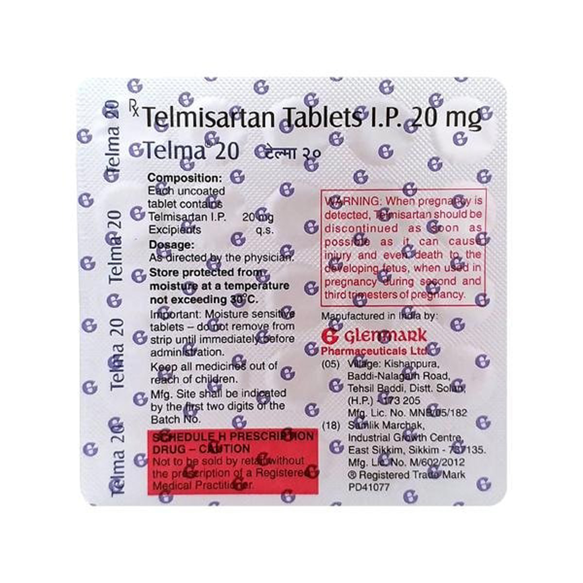 Telma 20 Tablet 30's, Pack of 30 TABLETS Telma 20 Tablet 30's, Pack of 30 TABLETS