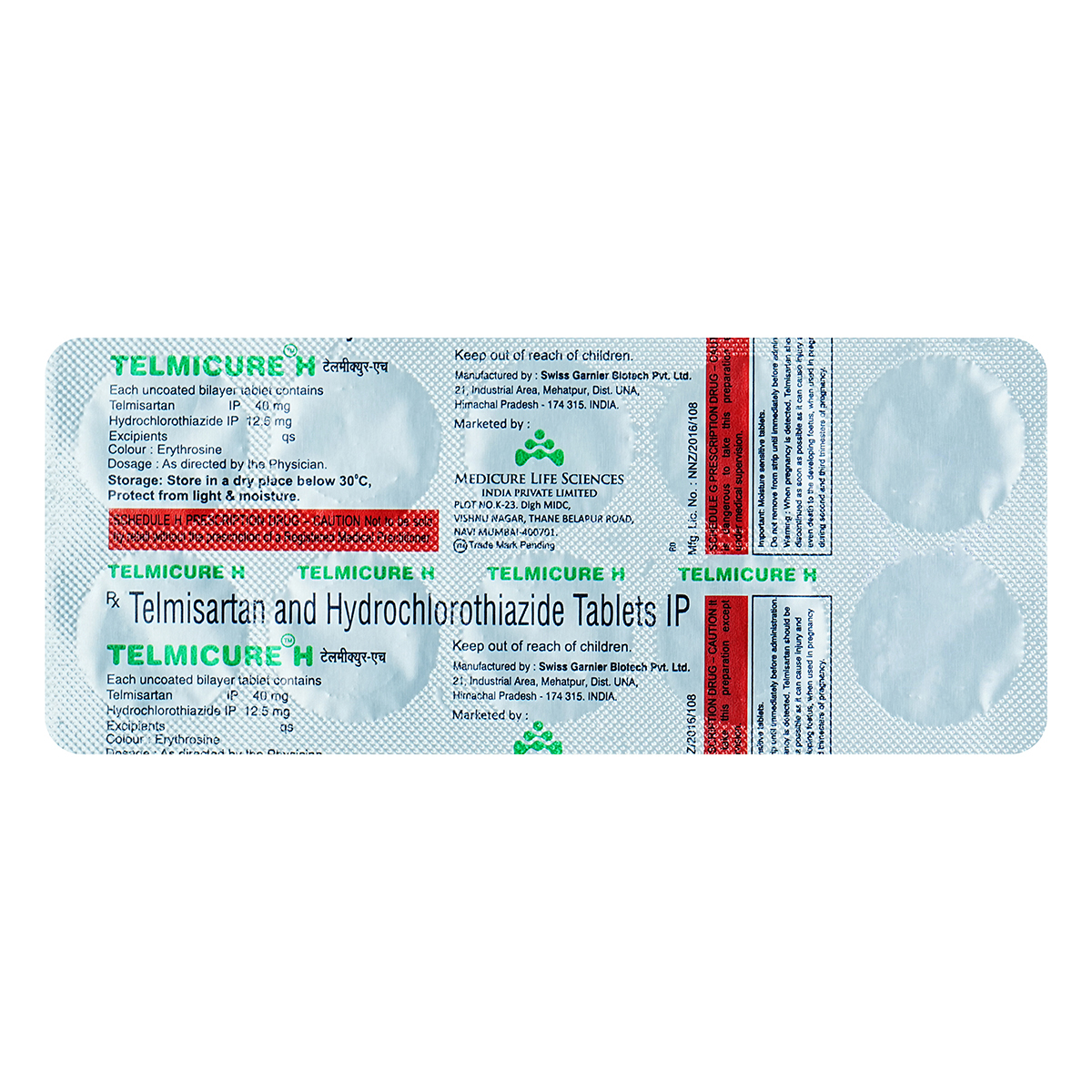 Telmicure H Tablet 10's, Pack of 10 Telmicure H Tablet 10's, Pack of 10