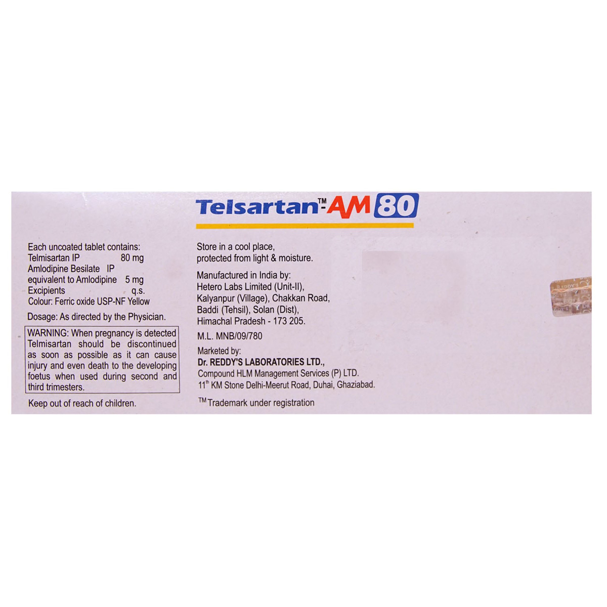 Telsartan AM 80 Tablet 10's, Pack of 10 Telsartan AM 80 Tablet 10's, Pack of 10