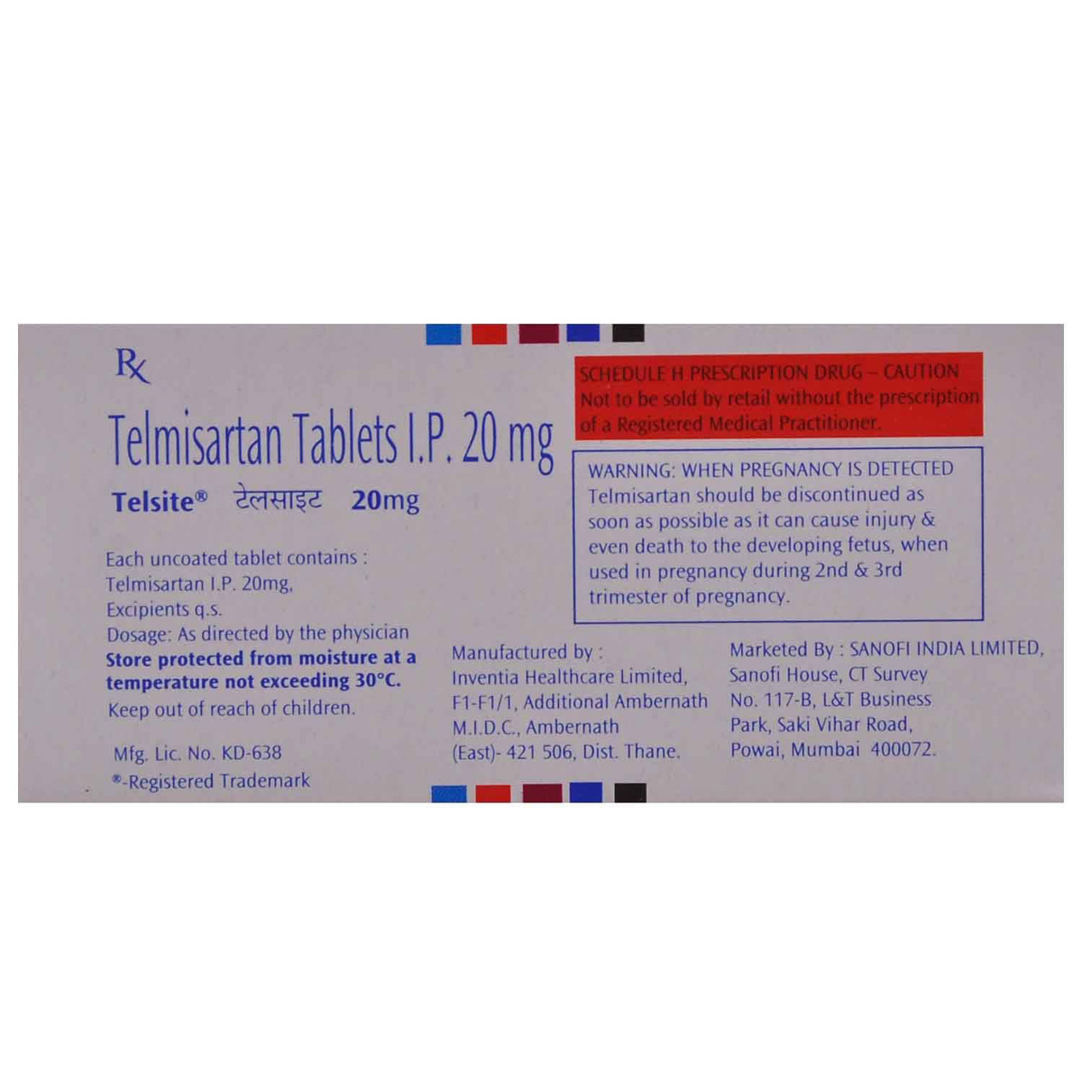 Telsite 20 Tablet 15's, Pack of 15 TABLETS Telsite 20 Tablet 15's, Pack of 15 TABLETS