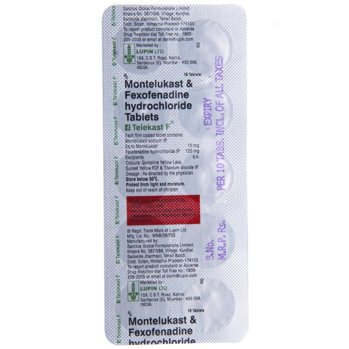 Telekast F Tablet 10's, Pack of 10 TABLETS Telekast F Tablet 10's, Pack of 10 TABLETS