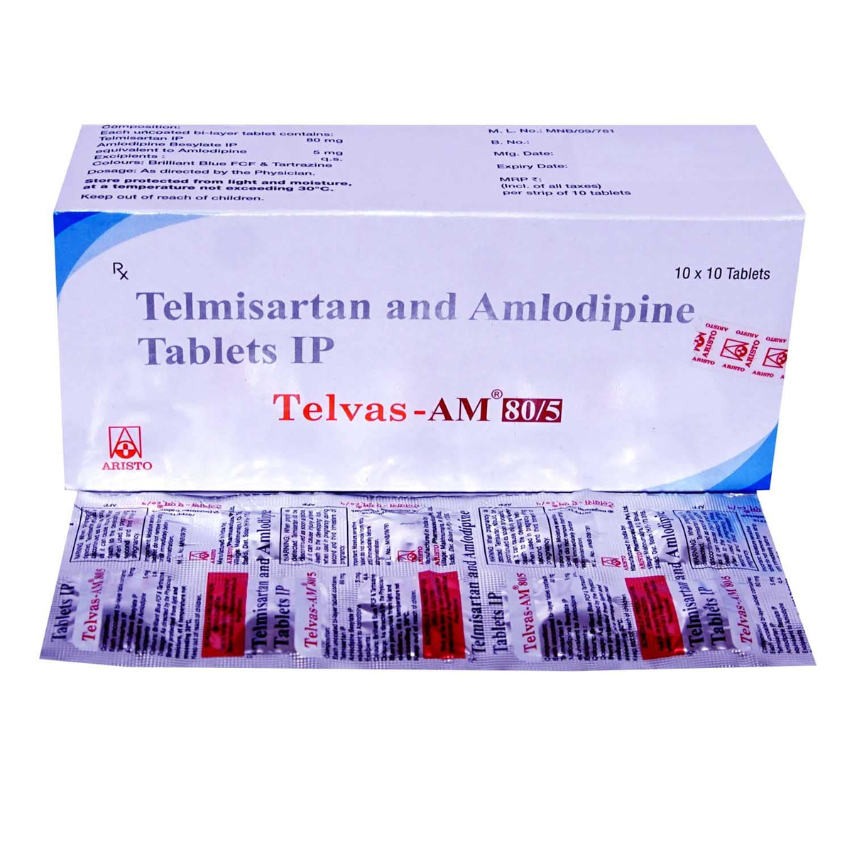 Telvas-AM 80 mg/5 mg Tablet 10's, Pack of 10 Telvas-AM 80 mg/5 mg Tablet 10's, Pack of 10