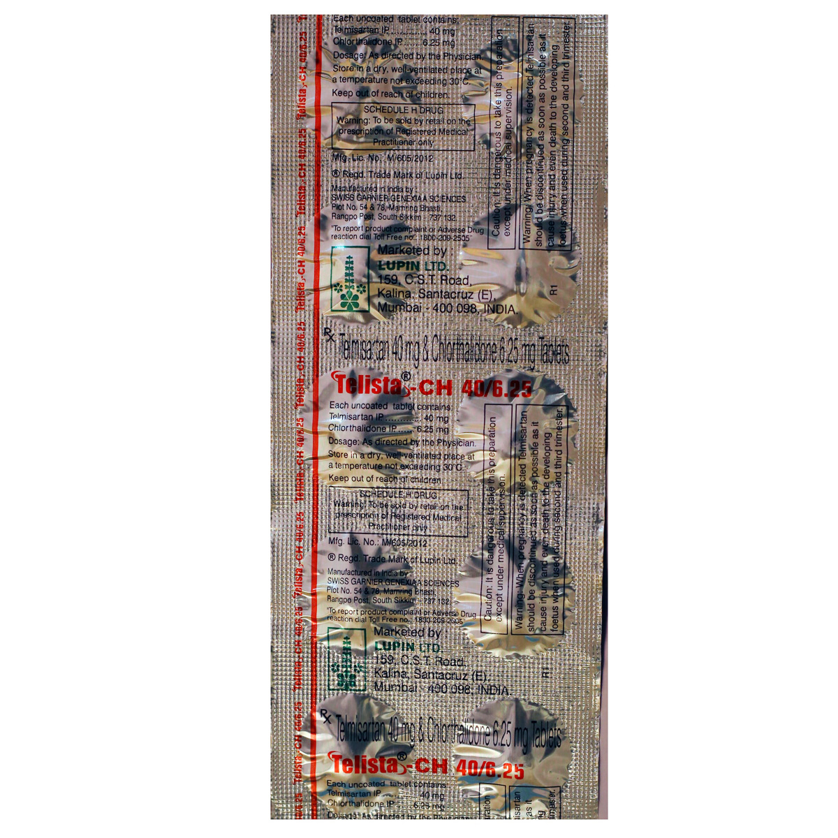 Telista CH 40\6.25 Tablet 10's Telista CH 40\6.25 Tablet 10's