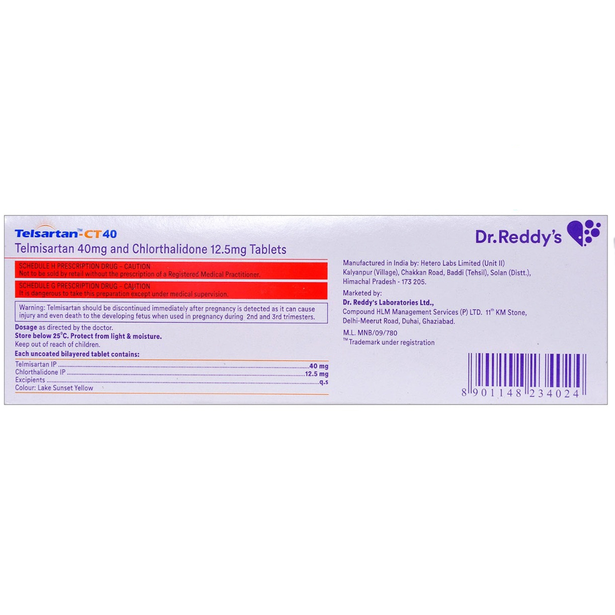 Telsartan-CT 40 Tablet 10's, Pack of 10 Telsartan-CT 40 Tablet 10's, Pack of 10