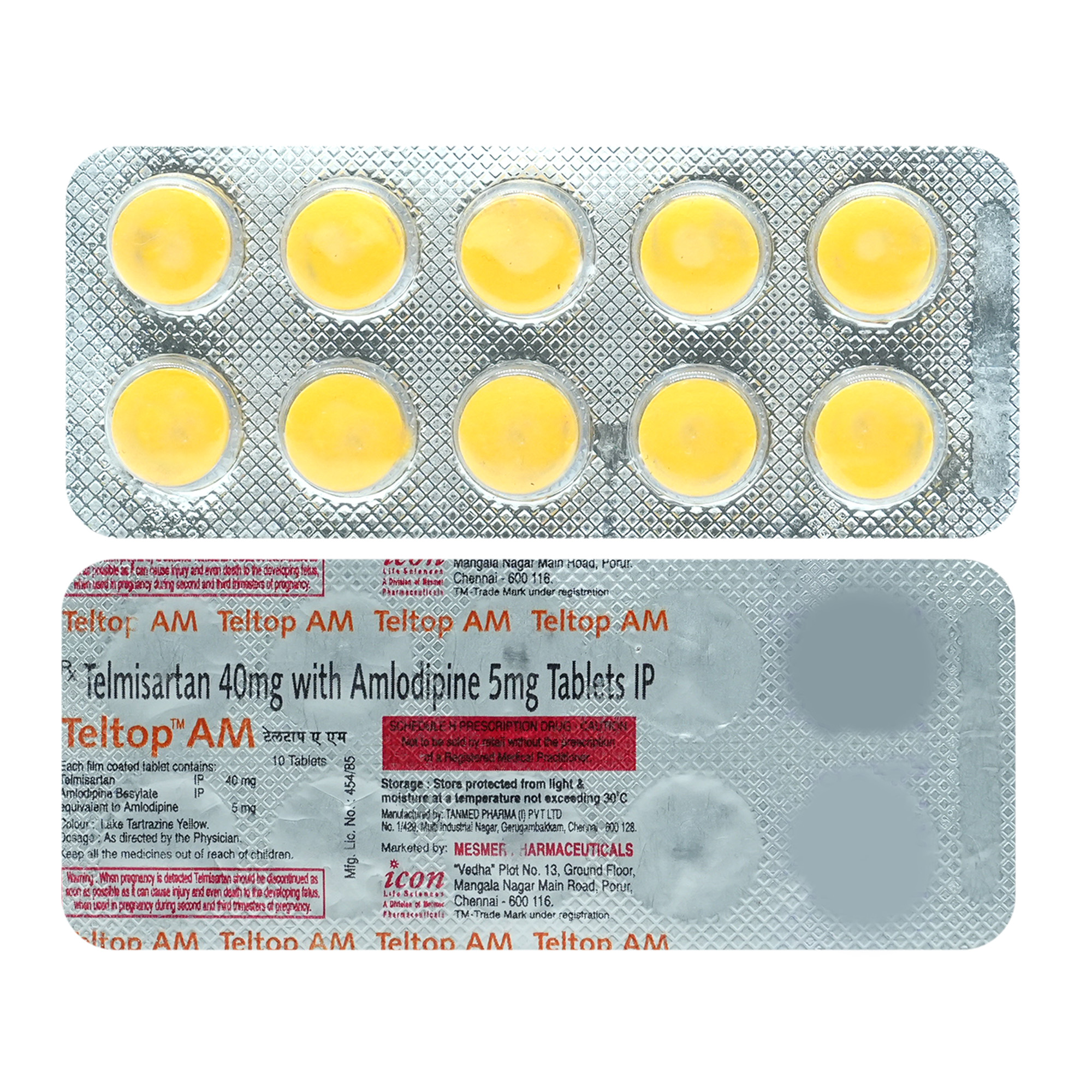 Teltop AM 40 mg/5 mg Tablet 10's, Pack of 10 Teltop AM 40 mg/5 mg Tablet 10's, Pack of 10