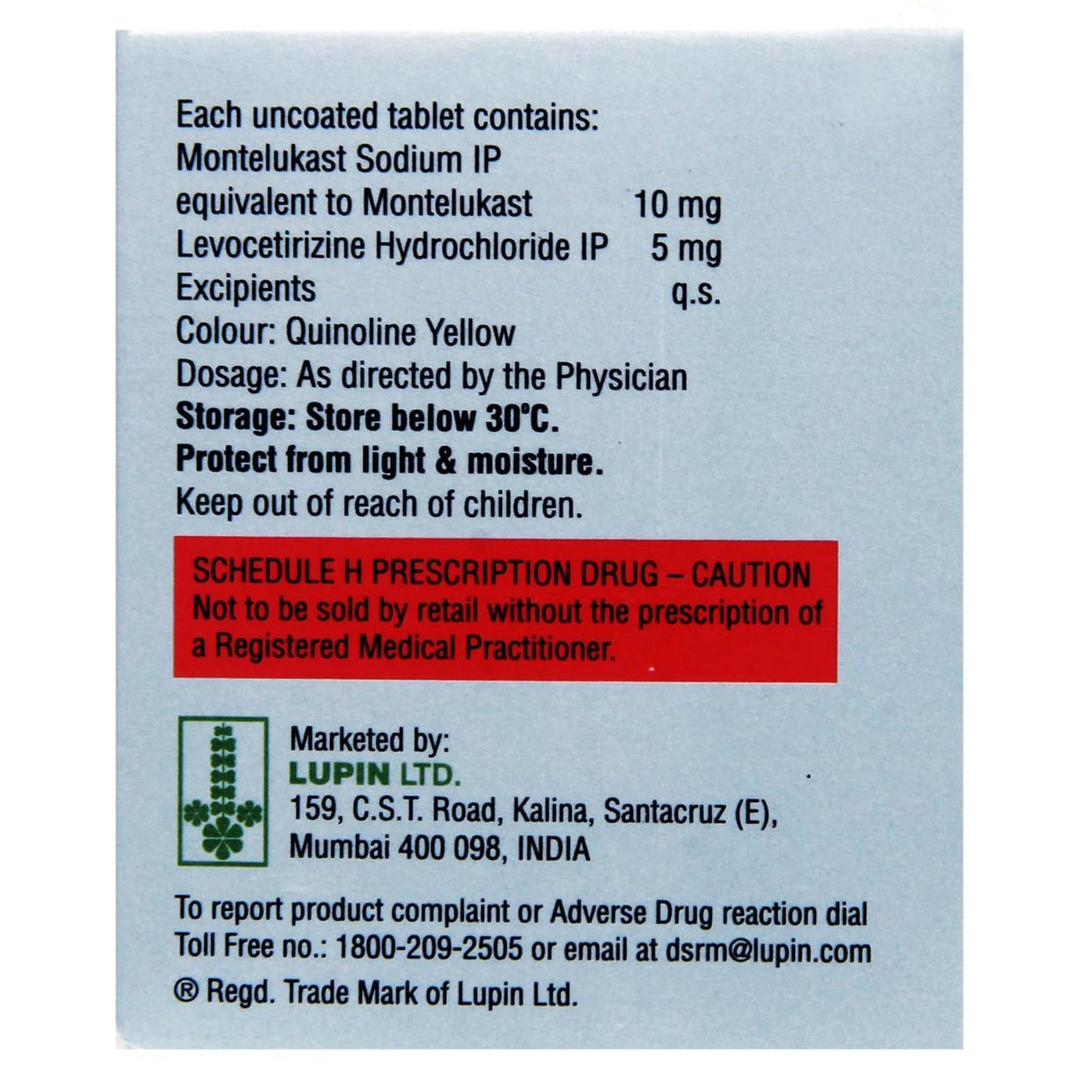 Telekast-L Tablet 15's, Pack of 15 TABLETS Telekast-L Tablet 15's, Pack of 15 TABLETS