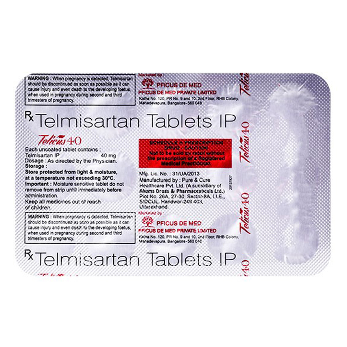 Telicus 40 mg Tablet 15's, Pack of 15 TABLETS Telicus 40 mg Tablet 15's, Pack of 15 TABLETS