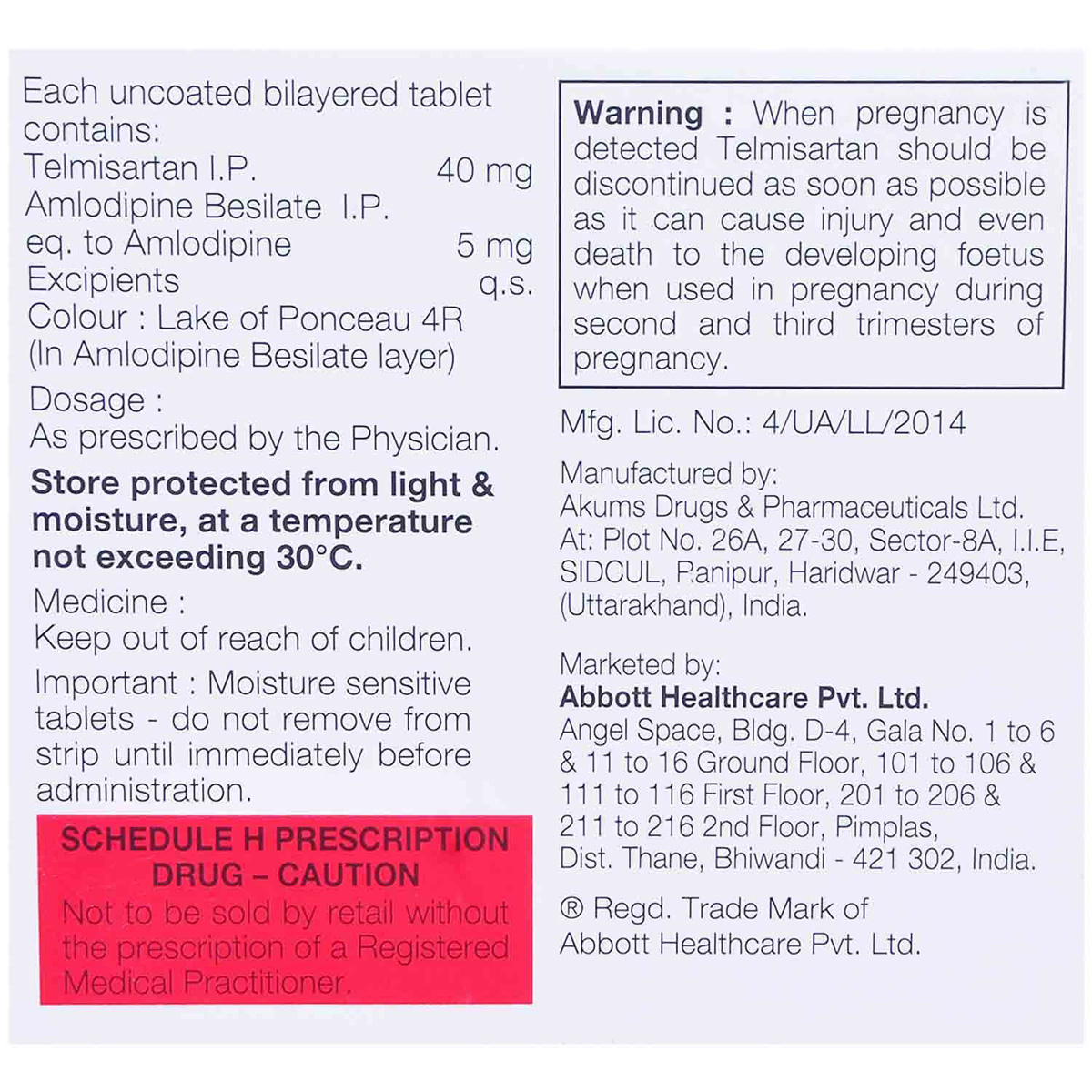 Telpres AM 40 mg/5 mg Tablet 15's, Pack of 15 Telpres AM 40 mg/5 mg Tablet 15's, Pack of 15