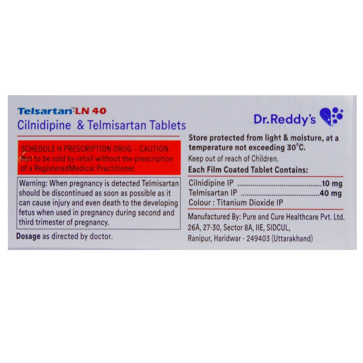 Telsartan-LN 40 Tablet 10's, Pack of 10 TabletS Telsartan-LN 40 Tablet 10's, Pack of 10 TabletS