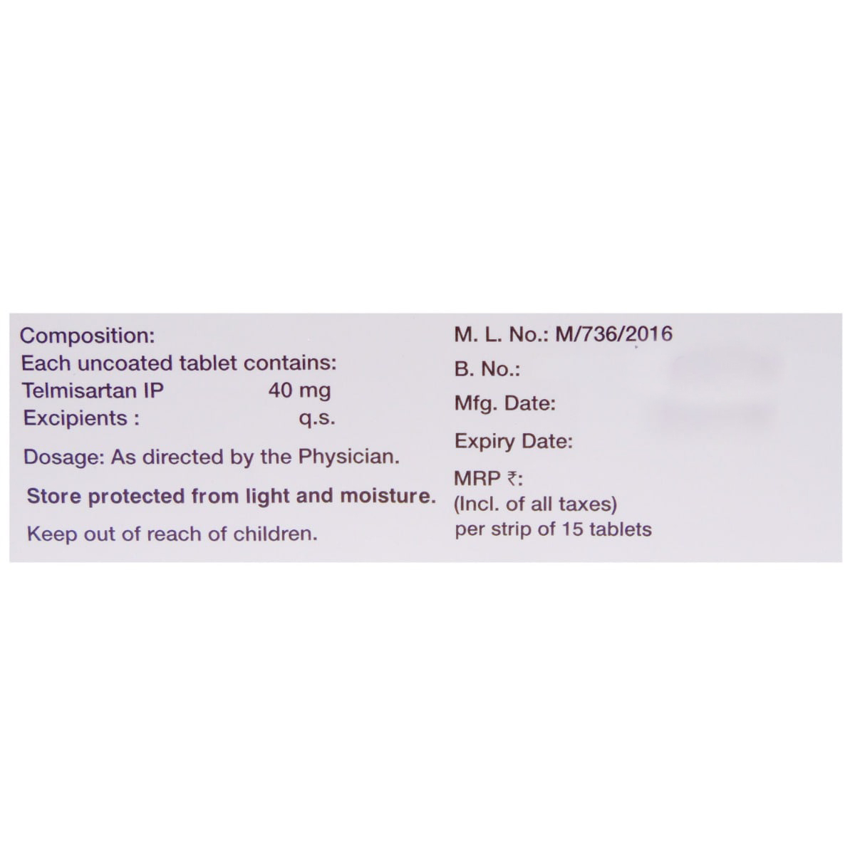 Telvas 40 Tablet 15's, Pack of 15 TABLETS Telvas 40 Tablet 15's, Pack of 15 TABLETS