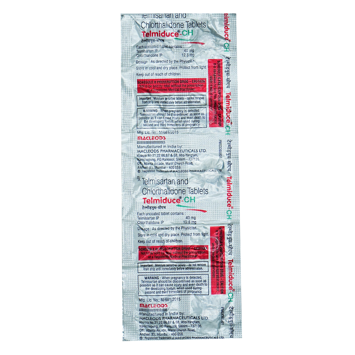 Telmiduce-CH 40 mg/12.5 mg Tablet 10's, Pack of 10 TABLETS Telmiduce-CH 40 mg/12.5 mg Tablet 10's, Pack of 10 TABLETS