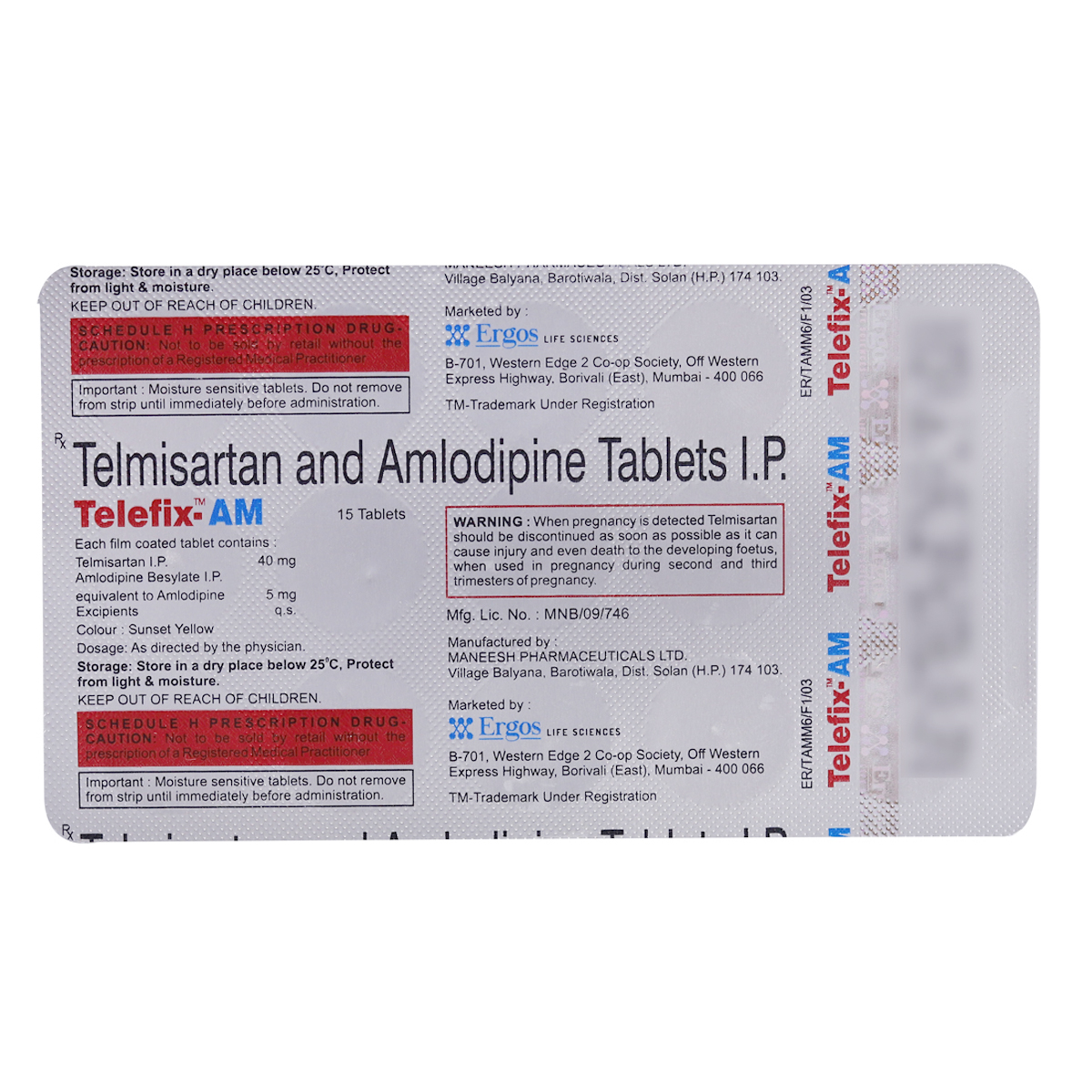 Telefix-AM 40 mg/5 mg Tablet 15's, Pack of 15 TabletS Telefix-AM 40 mg/5 mg Tablet 15's, Pack of 15 TabletS