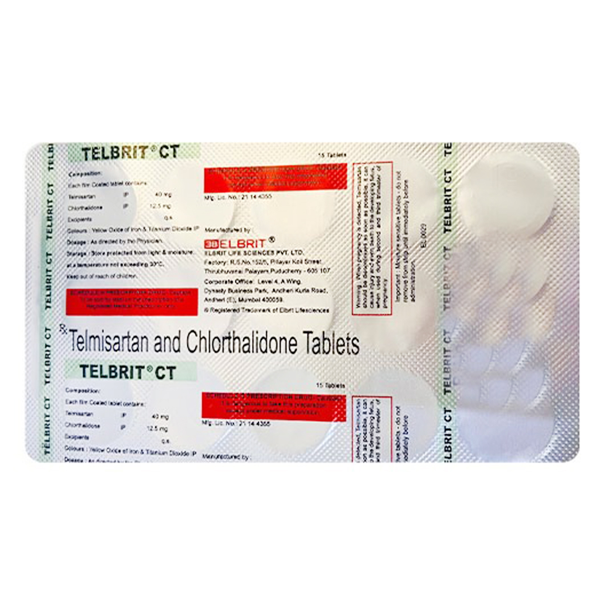 Telbrit CT Tablet 15's, Pack of 15 TABLETS Telbrit CT Tablet 15's, Pack of 15 TABLETS