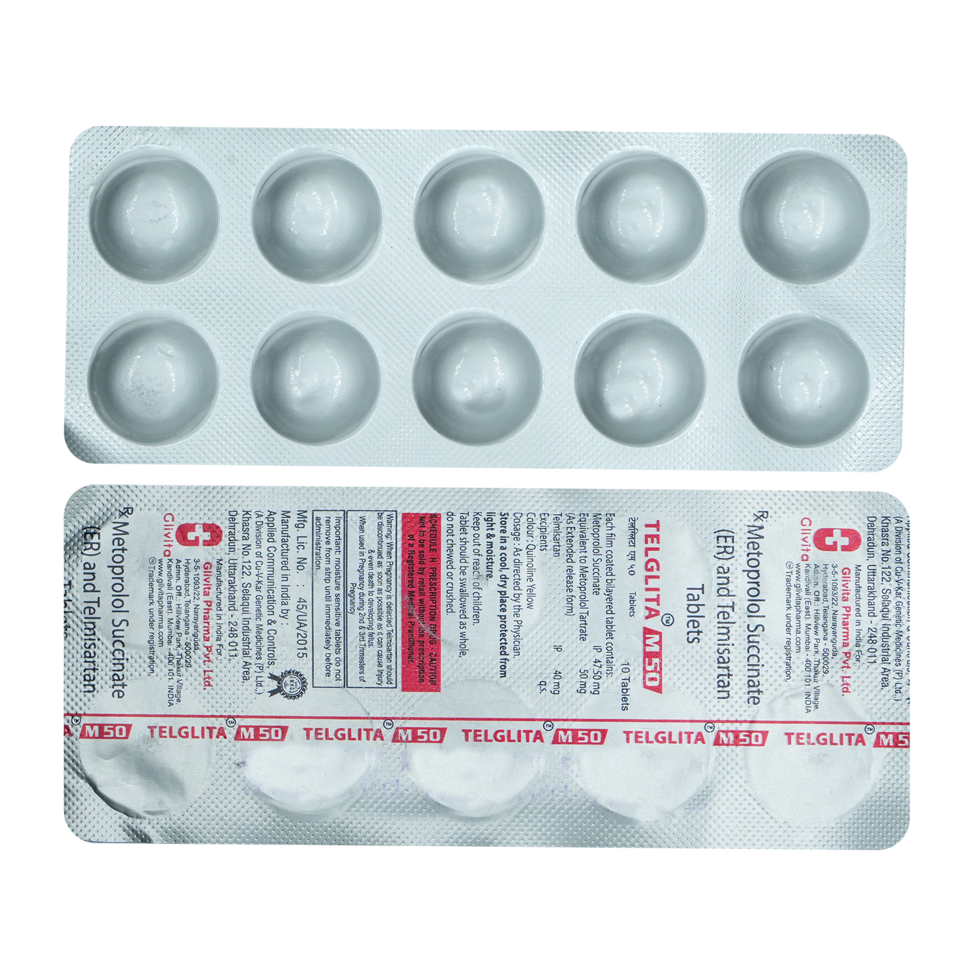 Telglita M 50 mg Tablet 10's, Pack of 10 TABLETS Telglita M 50 mg Tablet 10's, Pack of 10 TABLETS