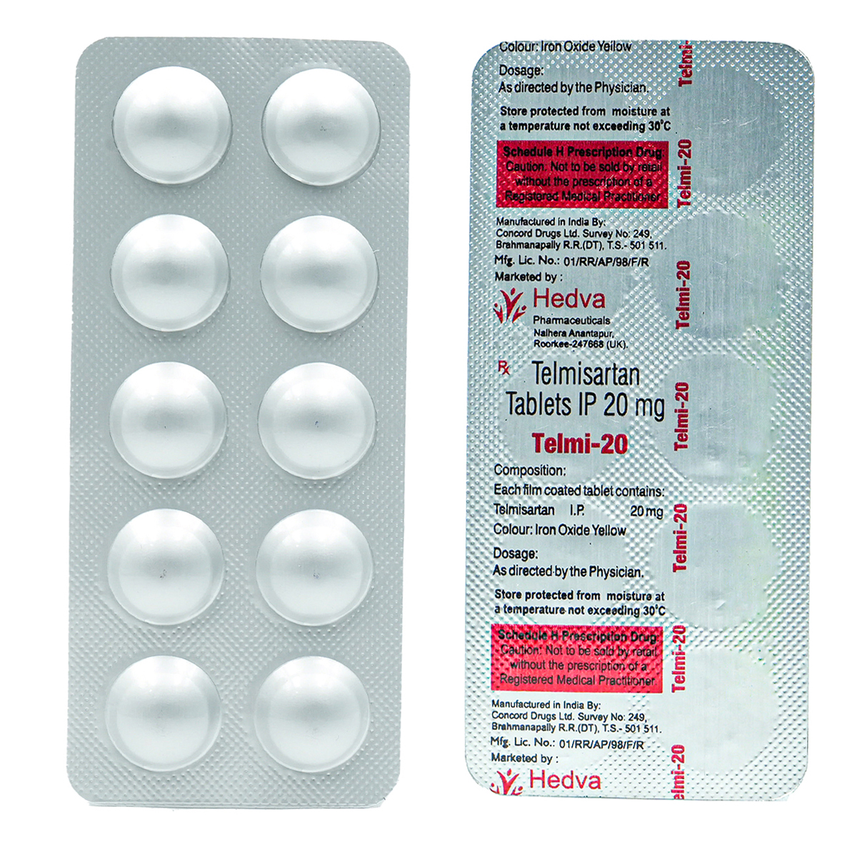 Telmi-20 Tablet 10's, Pack of 10 TabletS Telmi-20 Tablet 10's, Pack of 10 TabletS