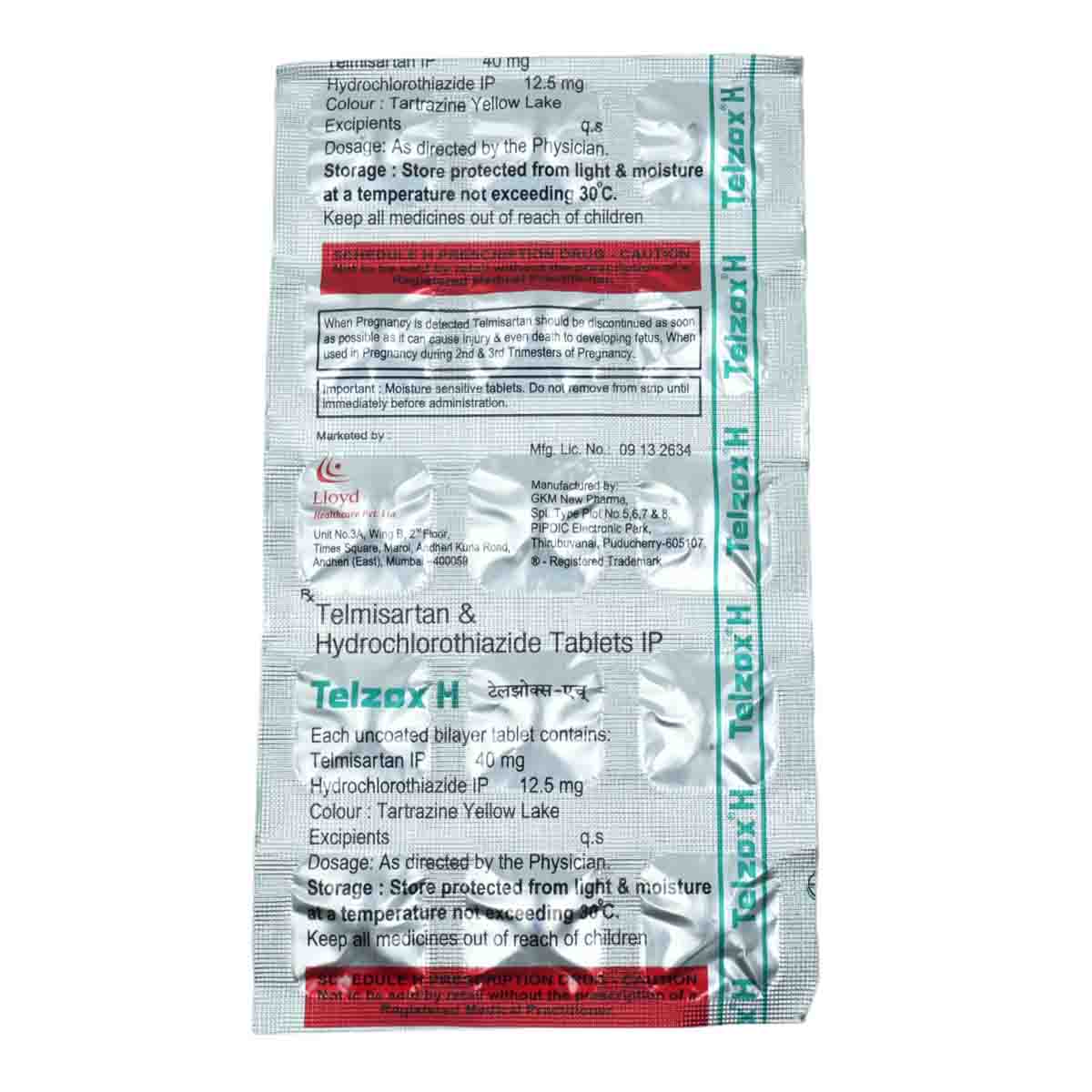 Telzox H Tablet 15's, Pack of 15 TABLETS Telzox H Tablet 15's, Pack of 15 TABLETS