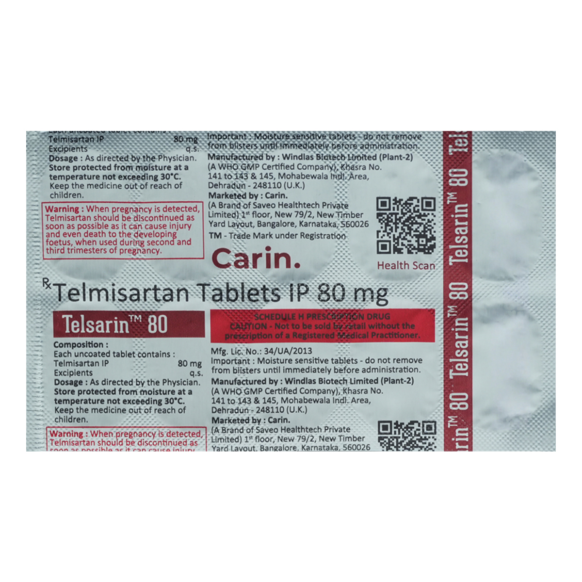 Telsarin 80 Tablet 10's, Pack of 10 TabletS Telsarin 80 Tablet 10's, Pack of 10 TabletS