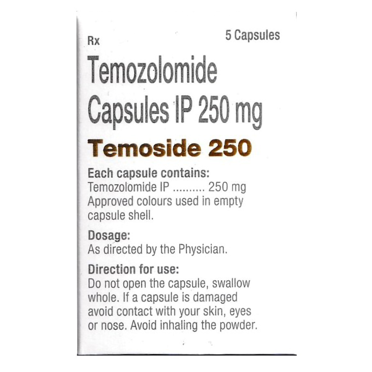 Temoside 250 Capsule 5's, Pack of 1 CAPSULE Temoside 250 Capsule 5's, Pack of 1 CAPSULE