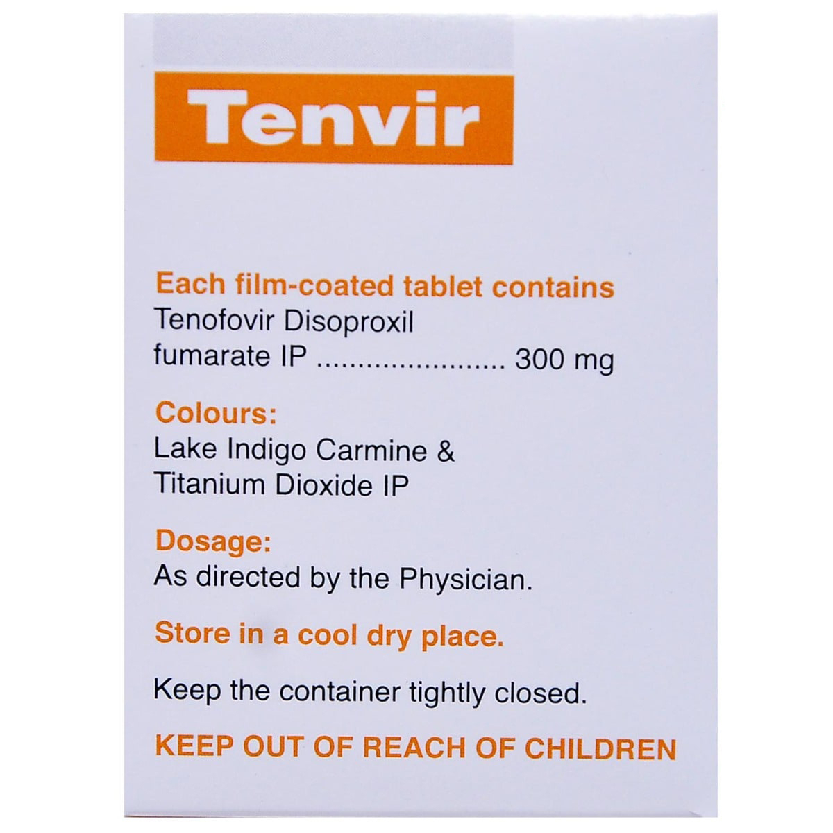 Tenvir 300 Tablet 30's, Pack of 1 TABLET Tenvir 300 Tablet 30's, Pack of 1 TABLET