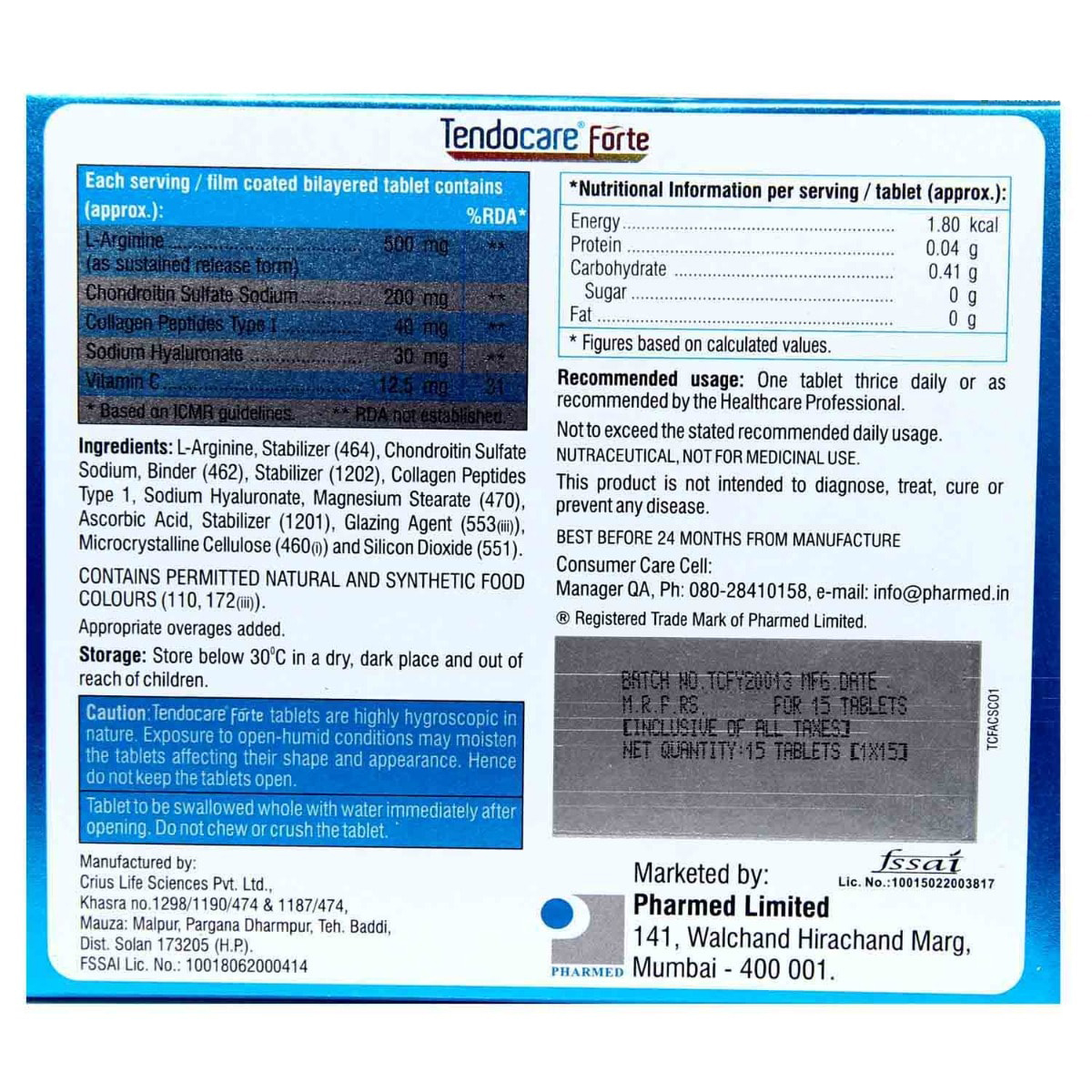 Tendocare Forte Tablet 15's, Pack of 15 Tendocare Forte Tablet 15's, Pack of 15