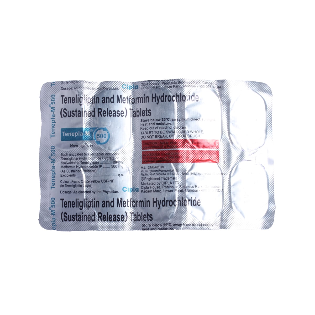 Tenepla-M 500 Tablet 10's, Pack of 10 TABLETS Tenepla-M 500 Tablet 10's, Pack of 10 TABLETS
