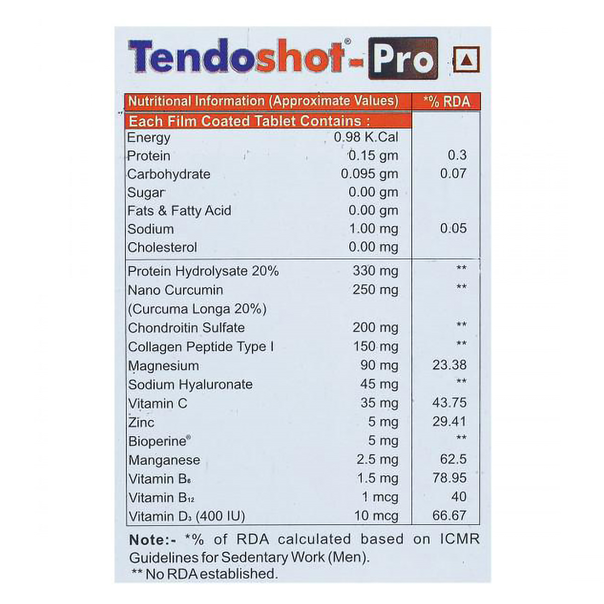 Tendoshot-Pro Tablet 15's, Pack of 15 Tendoshot-Pro Tablet 15's, Pack of 15