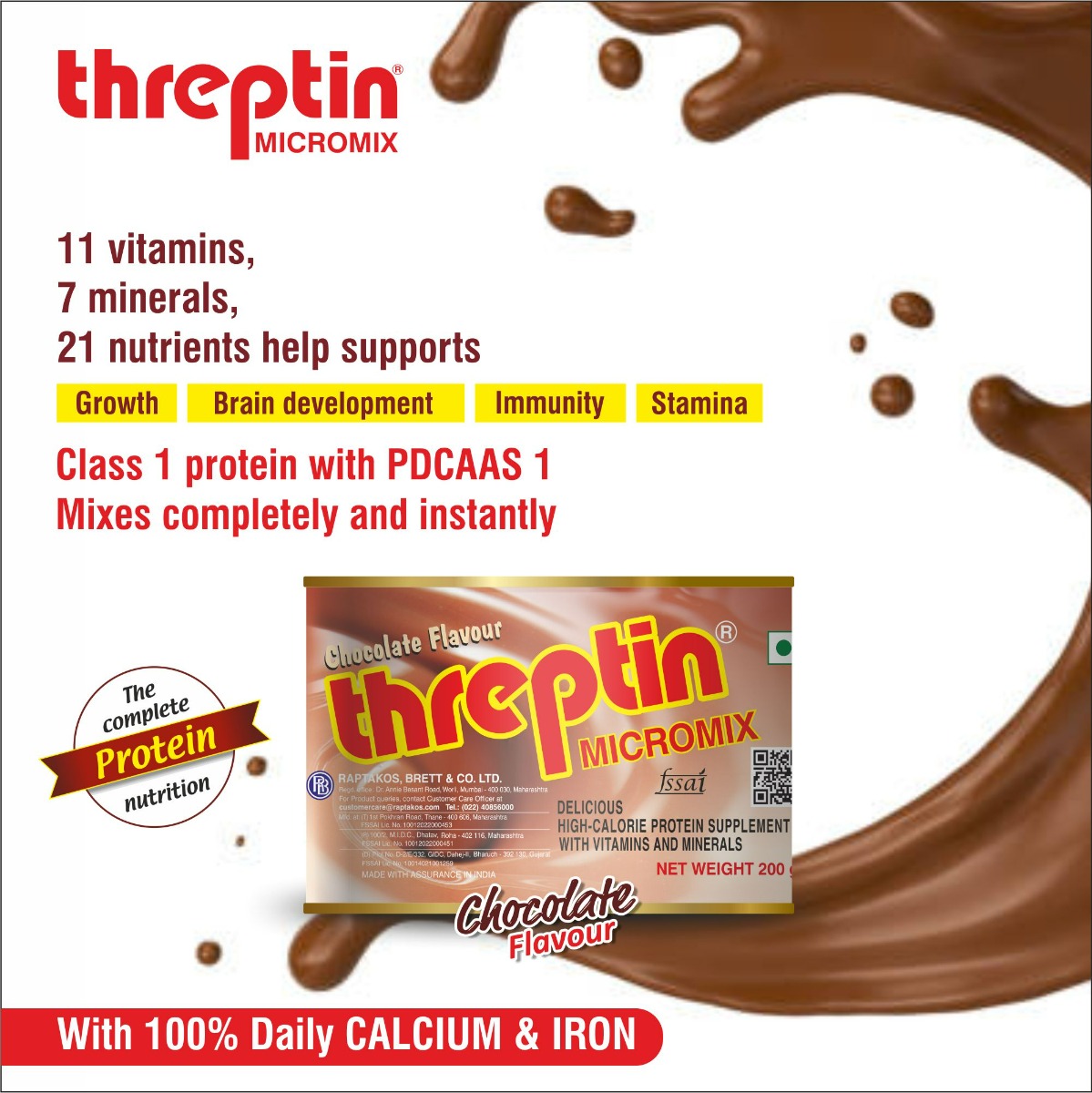 Threptin Micromix Chocolate Flavour Powder, 200 gm, Pack of 1 Threptin Micromix Chocolate Flavour Powder, 200 gm, Pack of 1