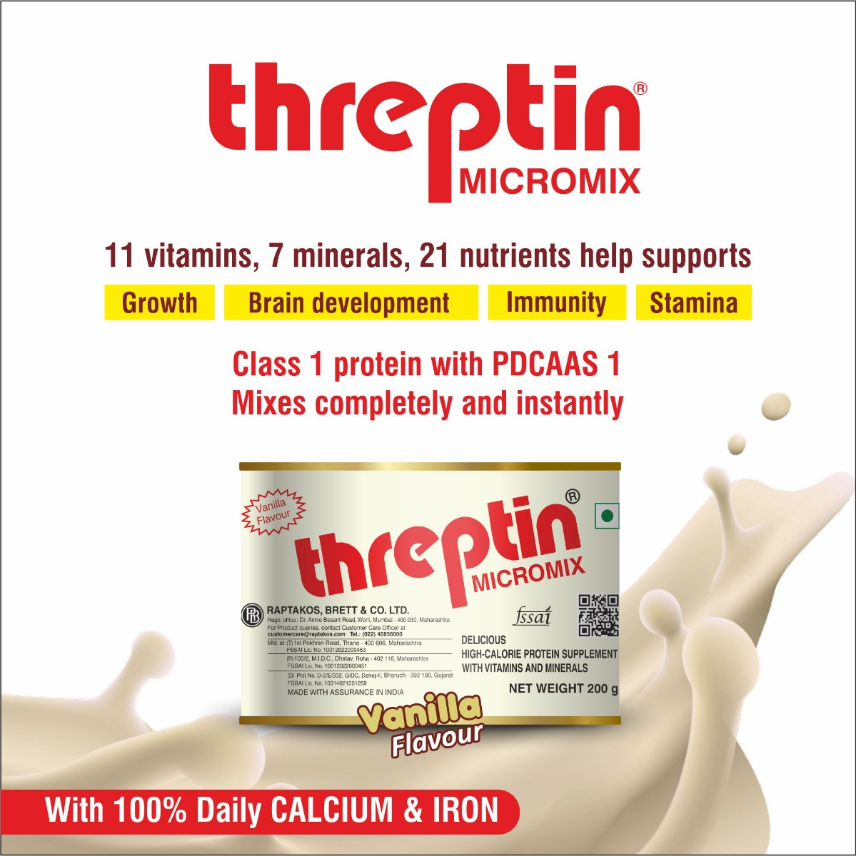 Threptin Micromix Vanilla Flavour Powder, 200 gm, Pack of 1 Threptin Micromix Vanilla Flavour Powder, 200 gm, Pack of 1