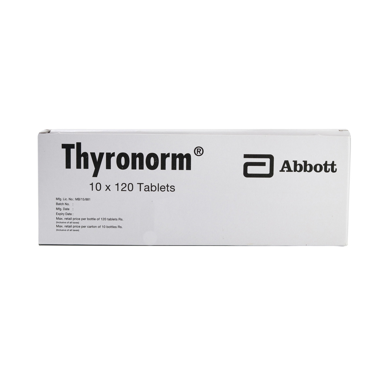 Thyronorm 12.5 mcg Tablet 120's, Pack of 1 TABLET Thyronorm 12.5 mcg Tablet 120's, Pack of 1 TABLET