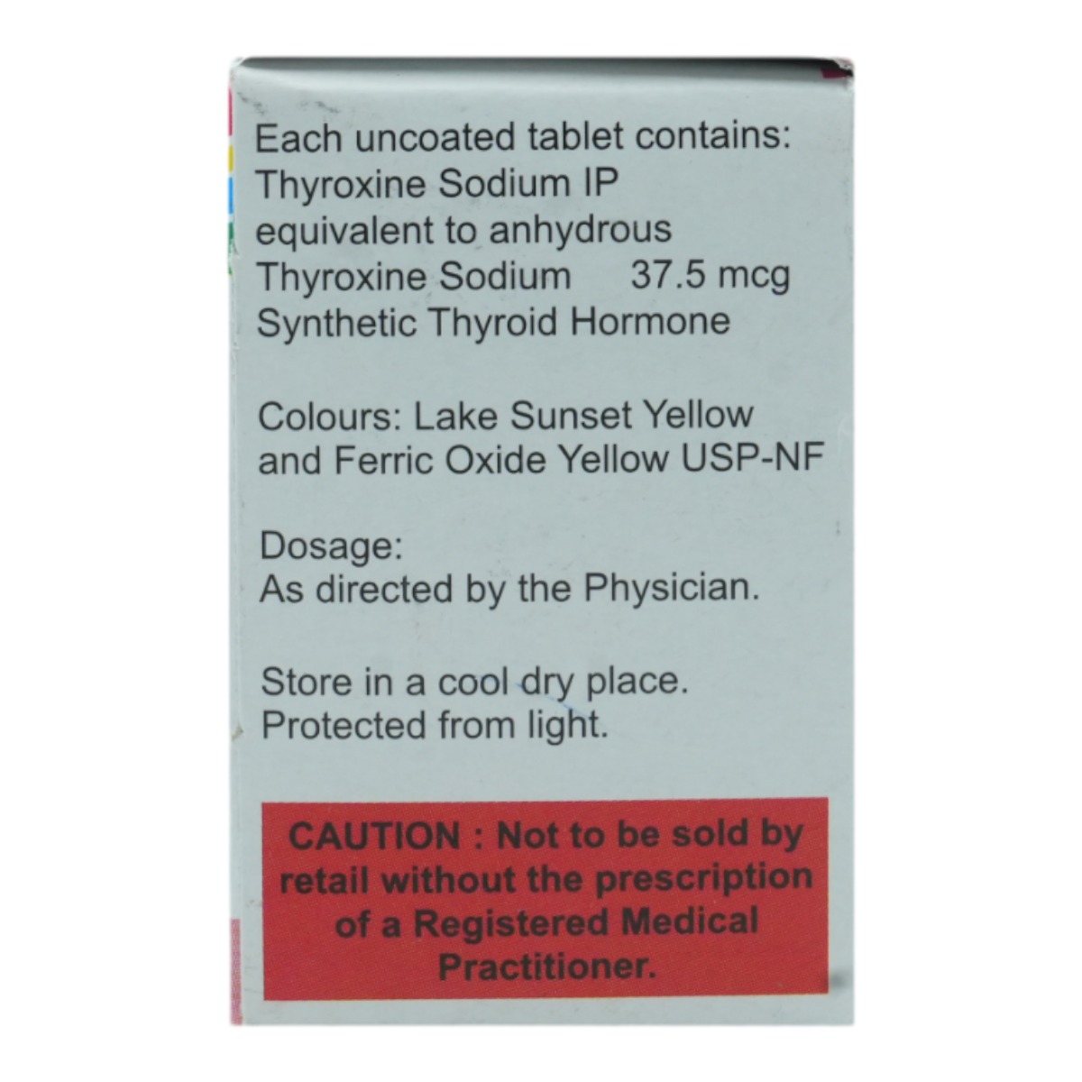 Thyrox 37.5mcg Tablet 100's, Pack of 1 TABLET Thyrox 37.5mcg Tablet 100's, Pack of 1 TABLET