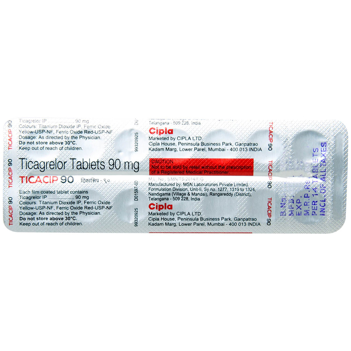 Ticacip 90 Tablet 14's, Pack of 14 TabletS Ticacip 90 Tablet 14's, Pack of 14 TabletS