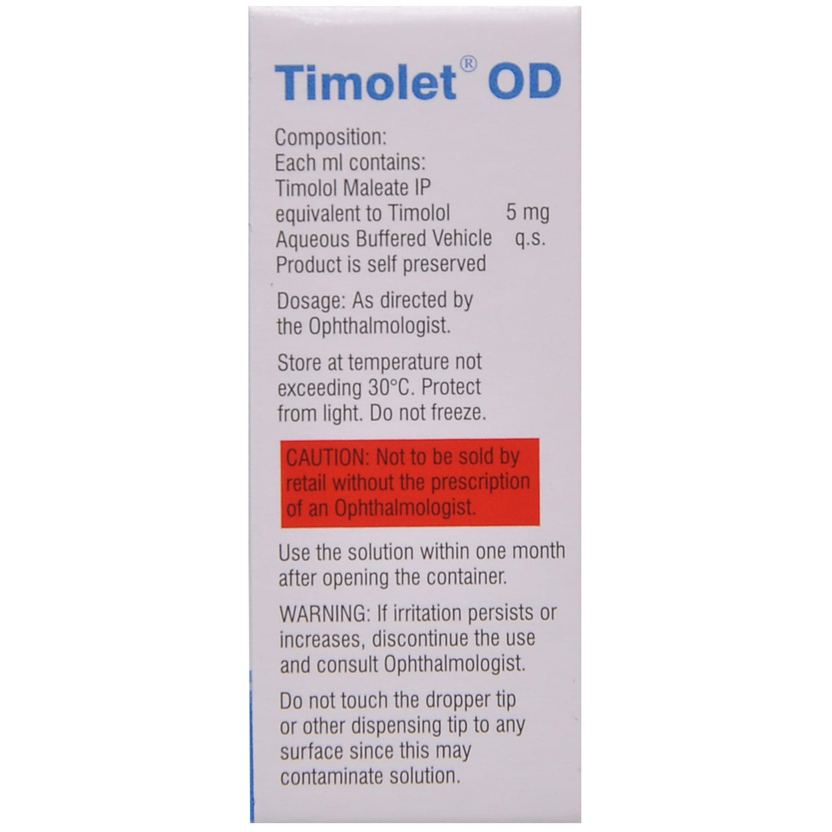 Timolet OD Eye Drops 3 ml, Pack of 1 EYE DROPS Timolet OD Eye Drops 3 ml, Pack of 1 EYE DROPS