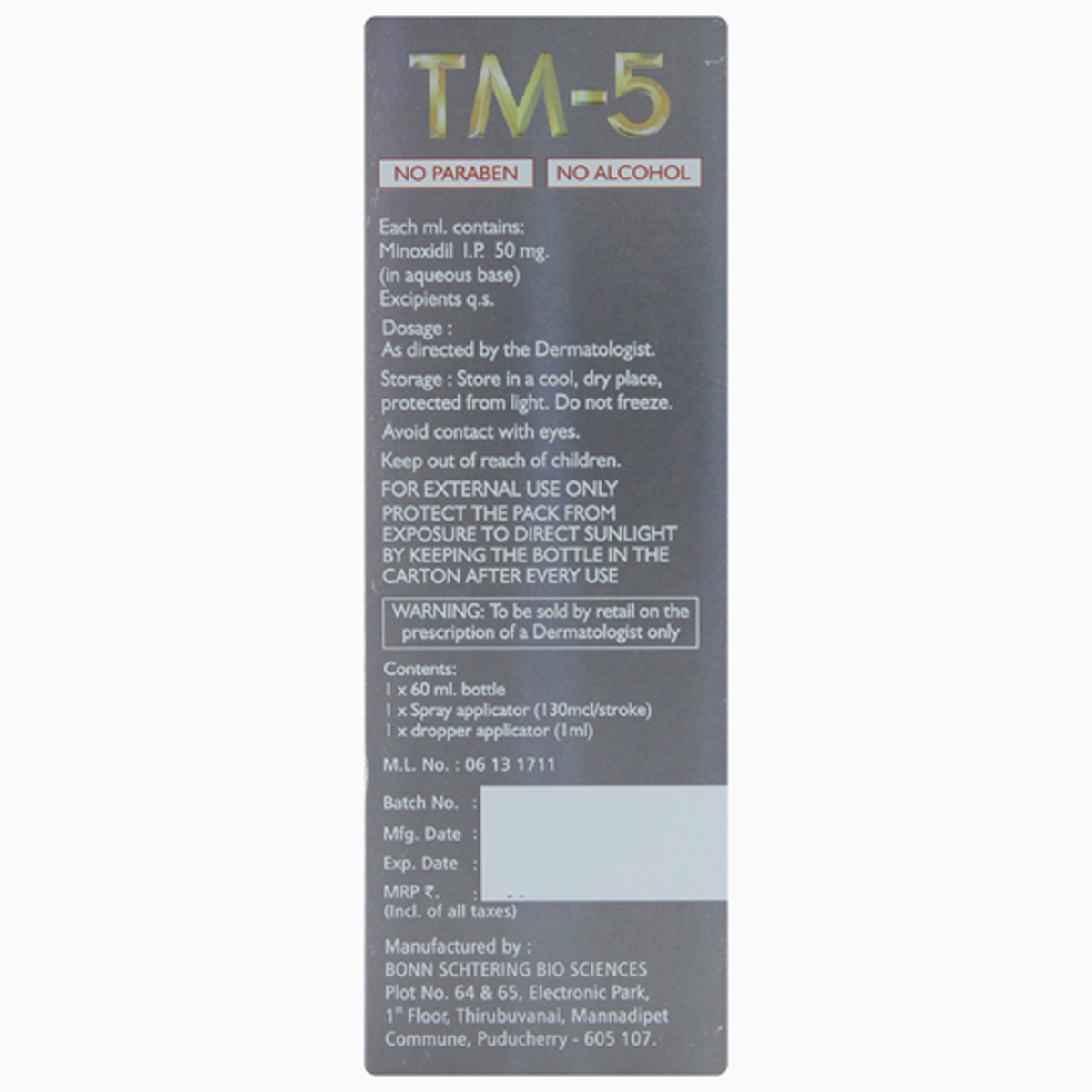 TM-5 Scalp Lotion 60 ml, Pack of 1 LOTION TM-5 Scalp Lotion 60 ml, Pack of 1 LOTION