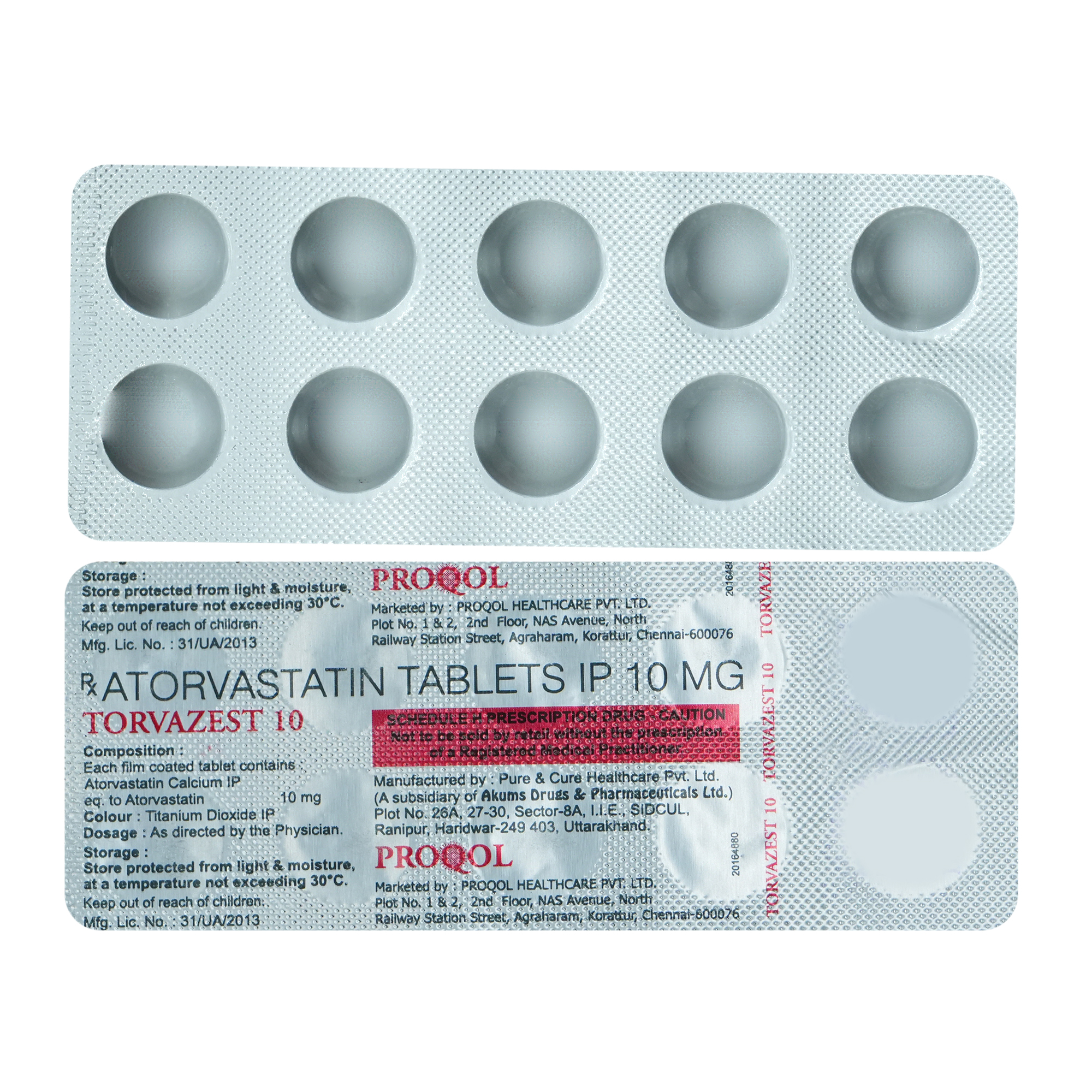 TORVAZEST 10MG TABLET 10'S, Pack of 10 TabletS TORVAZEST 10MG TABLET 10'S, Pack of 10 TabletS