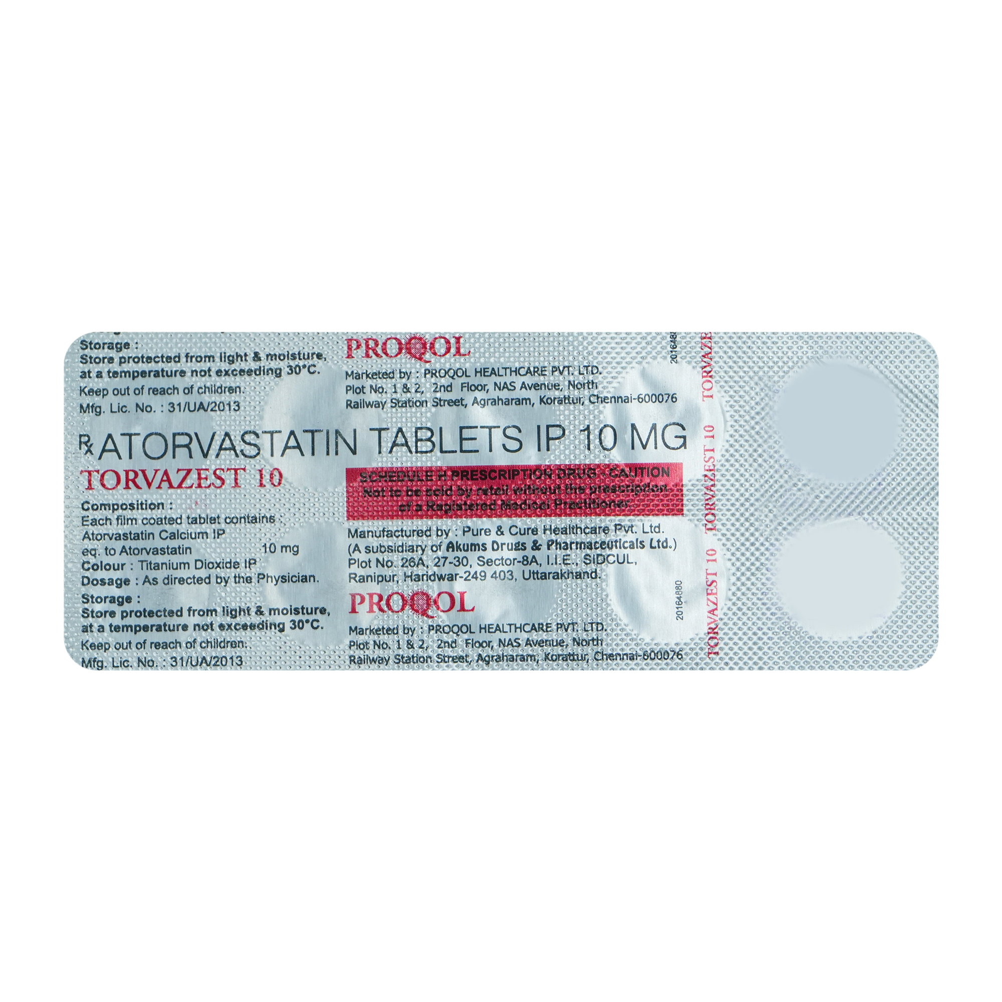 TORVAZEST 10MG TABLET 10'S, Pack of 10 TabletS TORVAZEST 10MG TABLET 10'S, Pack of 10 TabletS