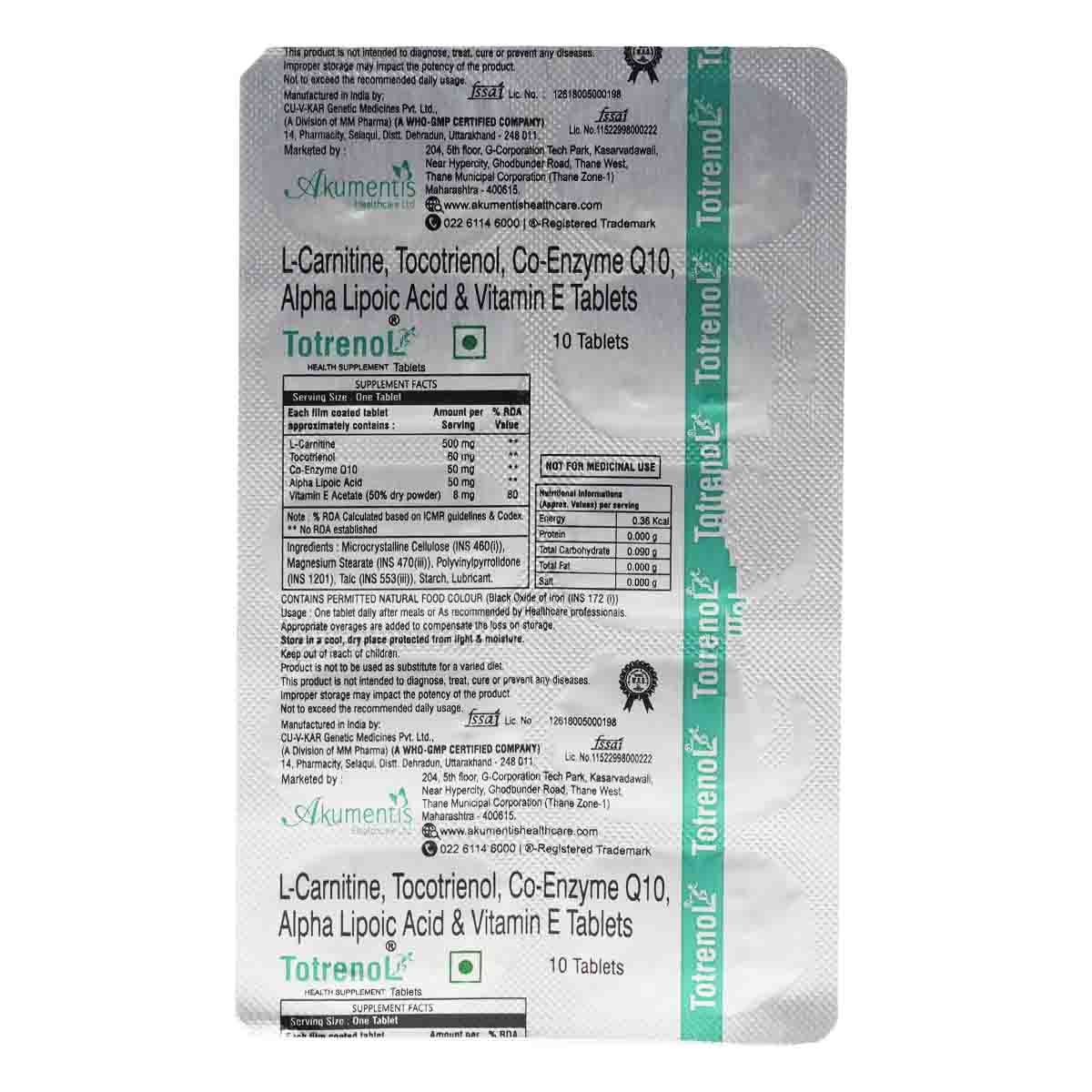 Totrenol Tablet 10's, Pack of 10 TabletS Totrenol Tablet 10's, Pack of 10 TabletS