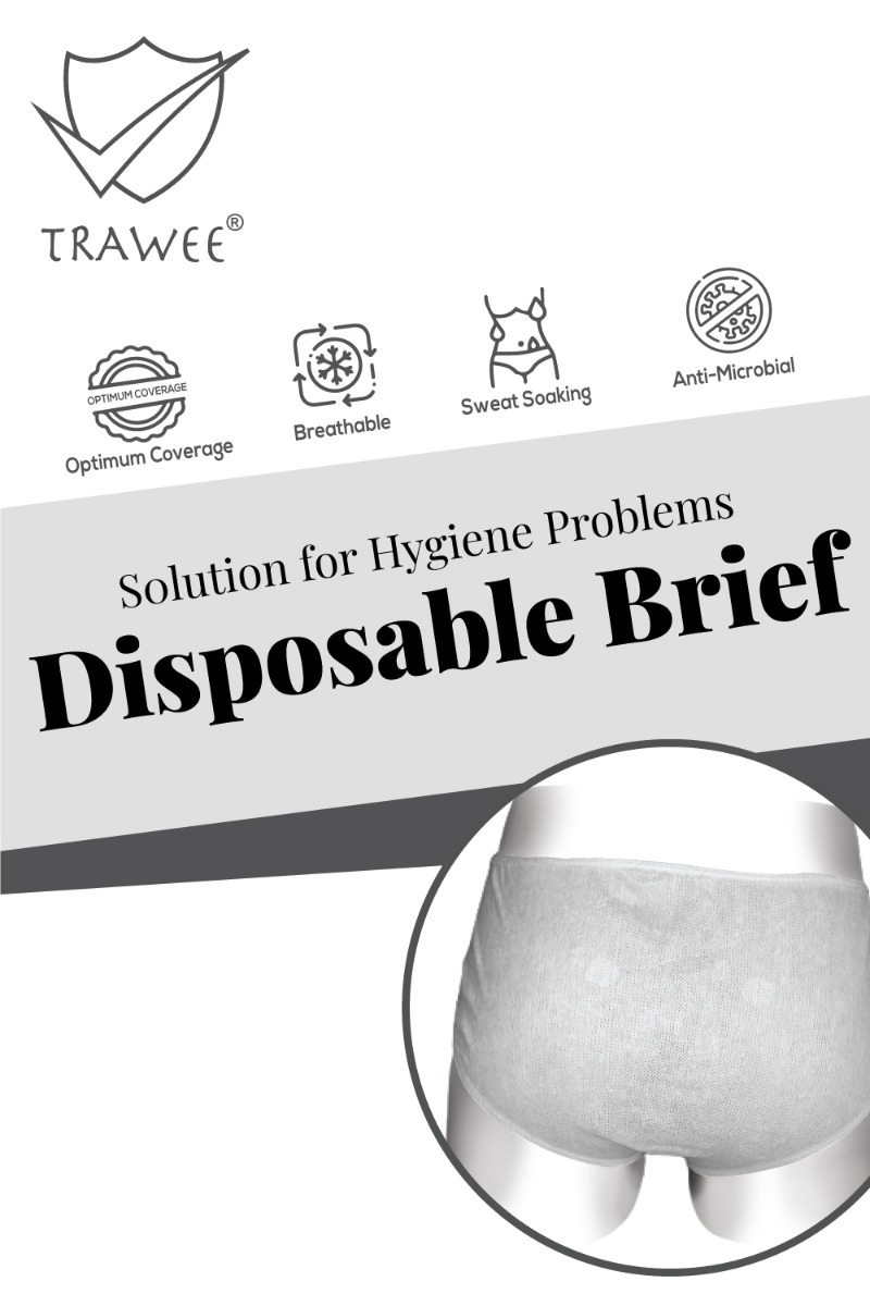 Trawee Men's Travel Disposable Brief Medium, 5 Count, Pack of 1 Trawee Men's Travel Disposable Brief Medium, 5 Count, Pack of 1