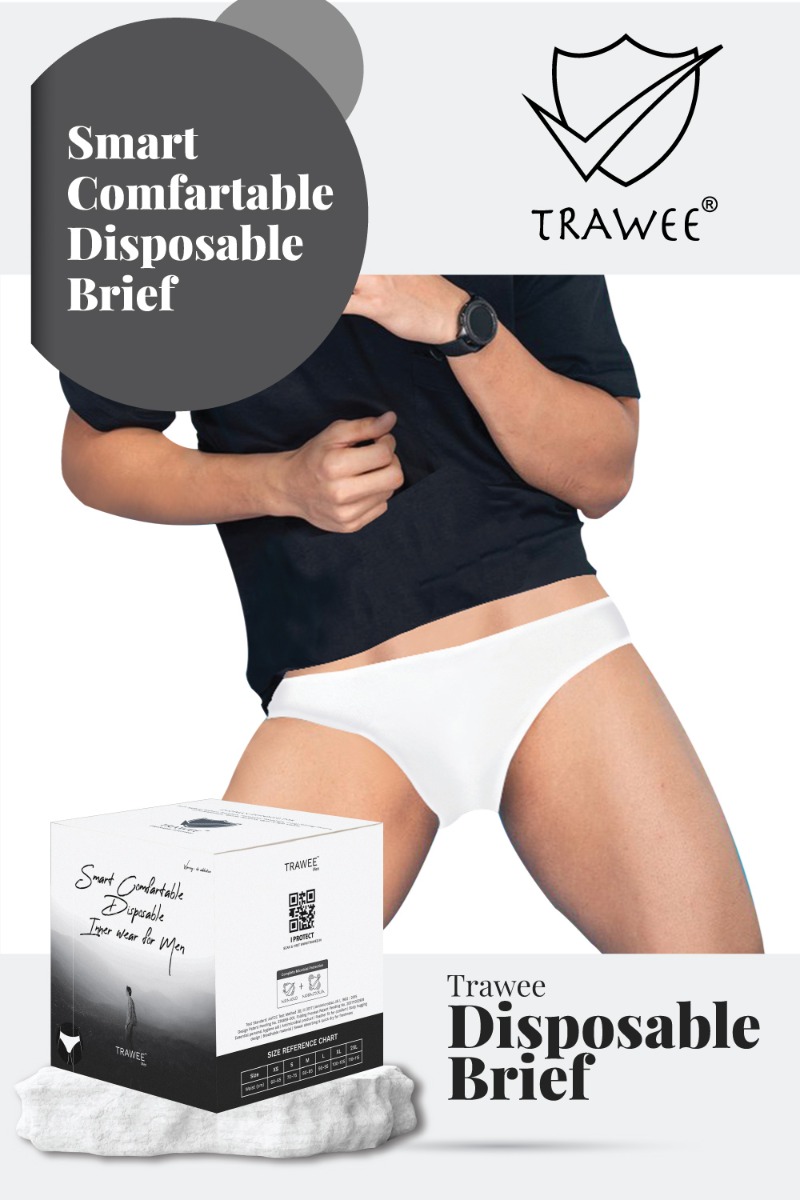 Trawee Men's Travel Disposable Brief Large, 5 Count, Pack of 1 Trawee Men's Travel Disposable Brief Large, 5 Count, Pack of 1