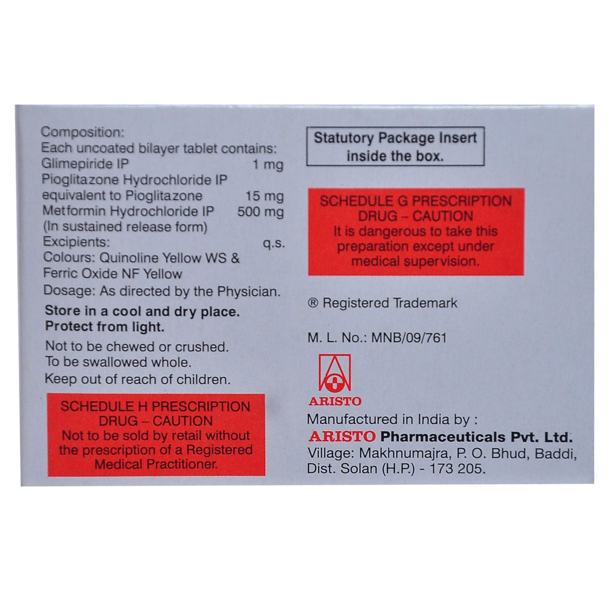 Triopil-1 Tablet 10's, Pack of 10 TABLETS Triopil-1 Tablet 10's, Pack of 10 TABLETS