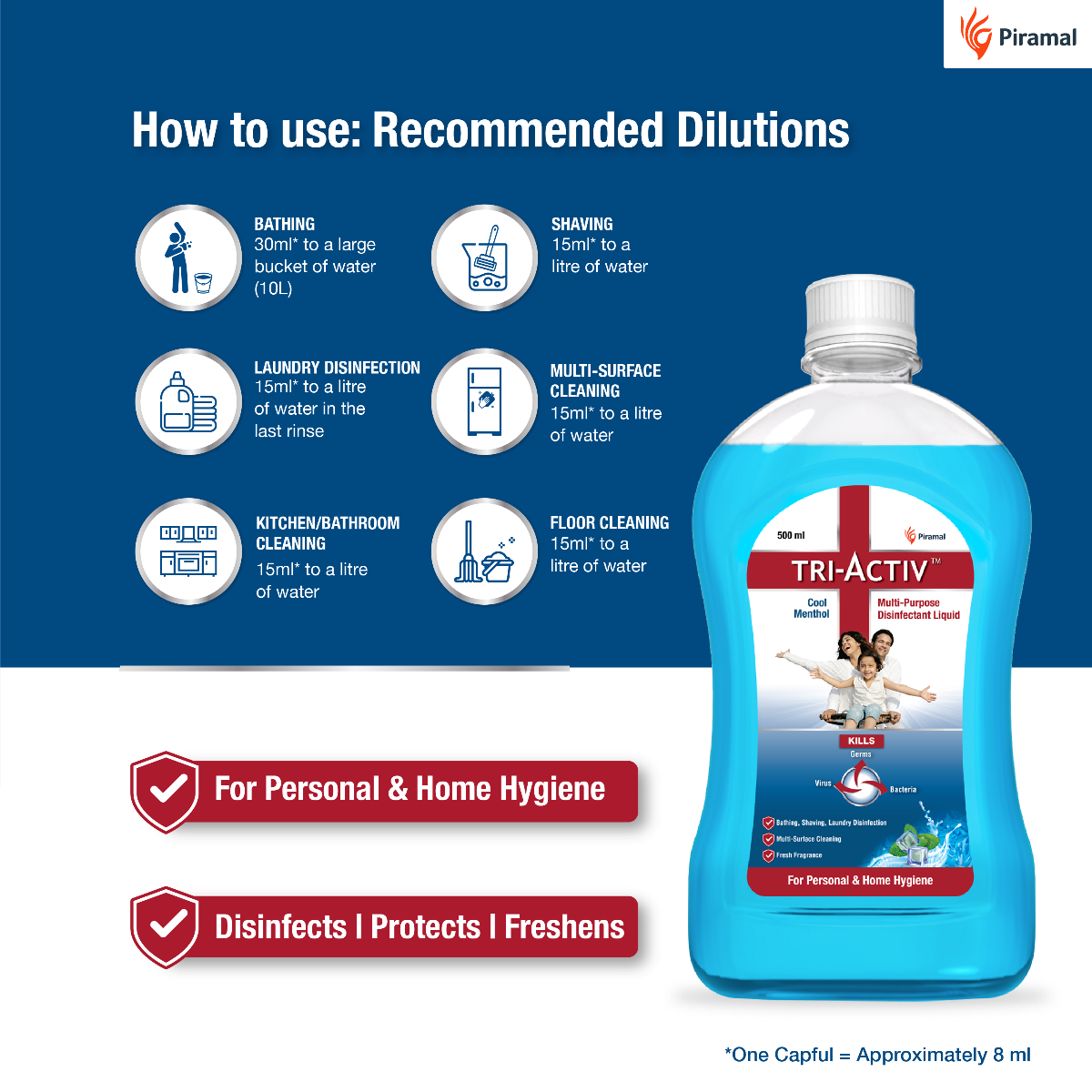 Tri-Activ Menthol Cool Multi-Purpose Disinfectant Liquid, 500 ml, Pack of 1 Tri-Activ Menthol Cool Multi-Purpose Disinfectant Liquid, 500 ml, Pack of 1