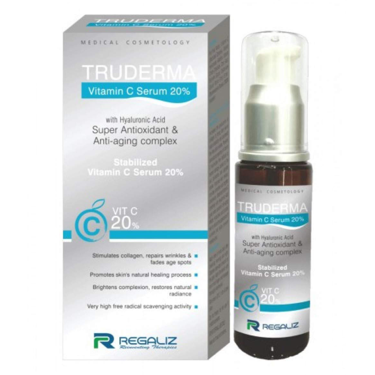 Regaliz Truderma Stabilized Vitamin C 20% Serum 20 ml, Pack of 1 Regaliz Truderma Stabilized Vitamin C 20% Serum 20 ml, Pack of 1