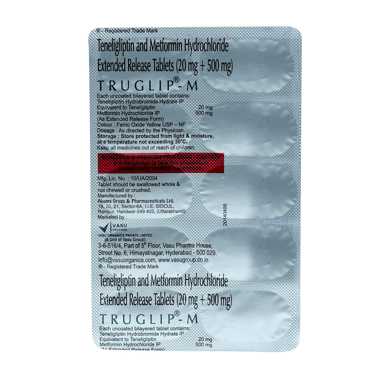 Truglip-M 20 mg/500 mg Tablet 10's, Pack of 10 TabletS Truglip-M 20 mg/500 mg Tablet 10's, Pack of 10 TabletS